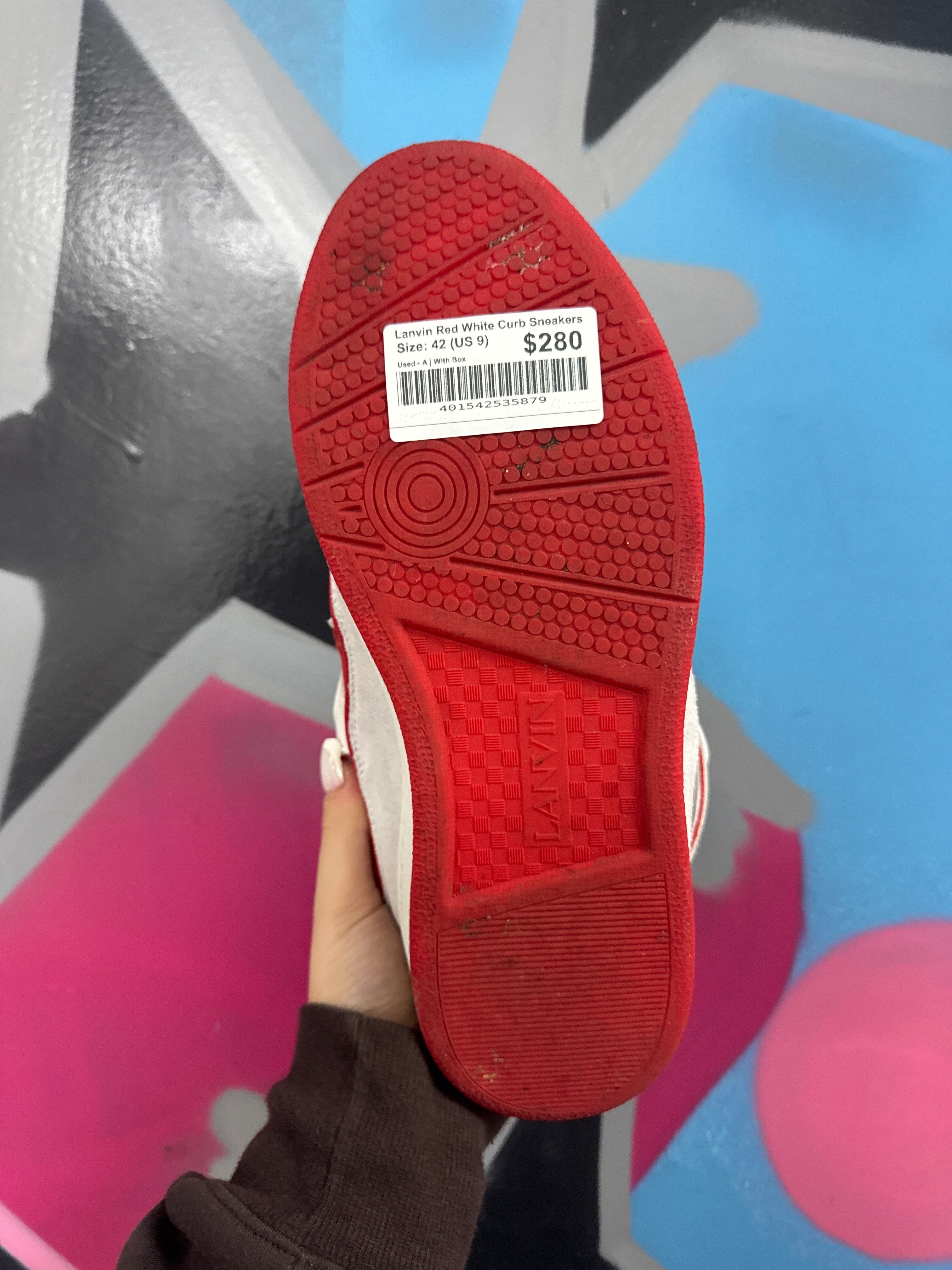 Lanvin Red White Curb Sneakers