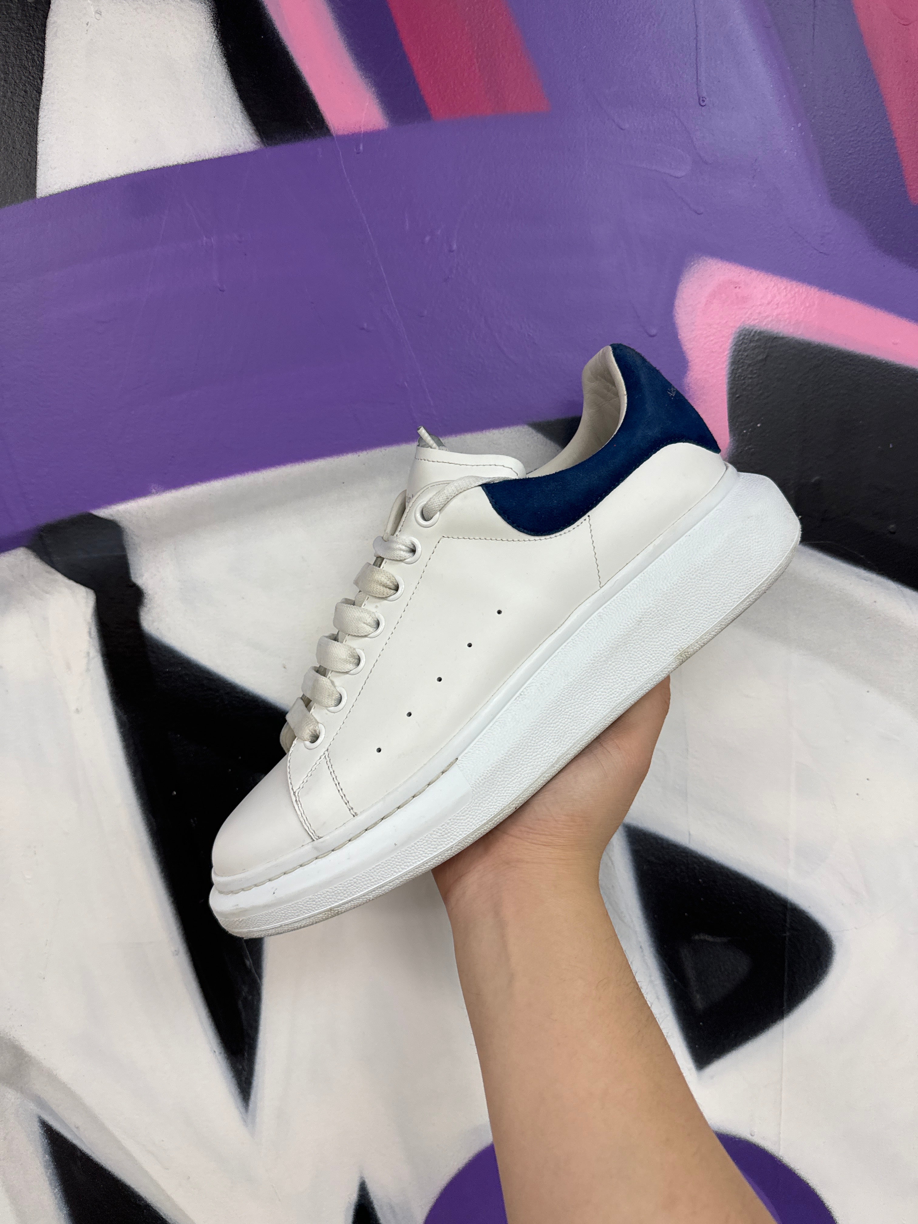 Alexander Mcqueen White Blue Oversized Sneakers