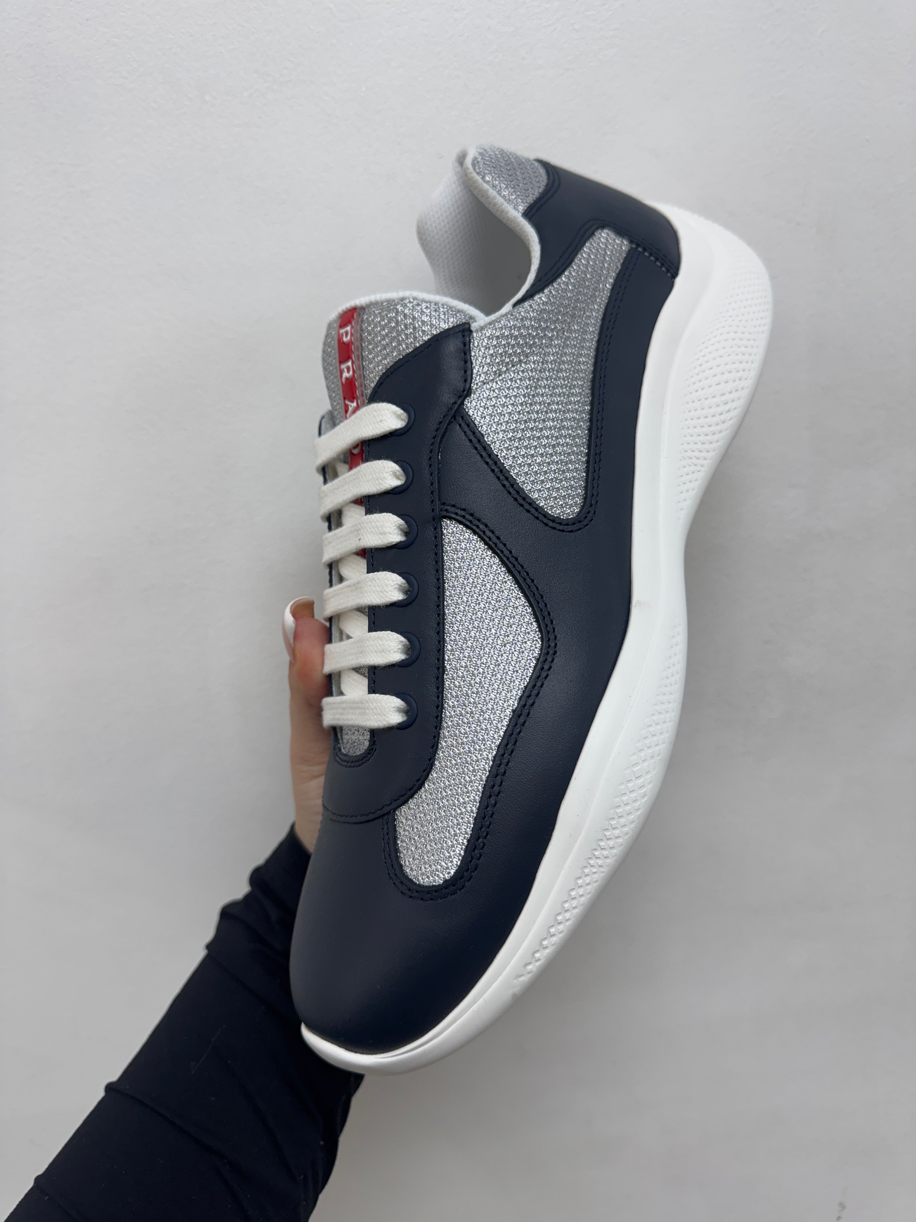 Prada Blue Silver Cup Sneakers
