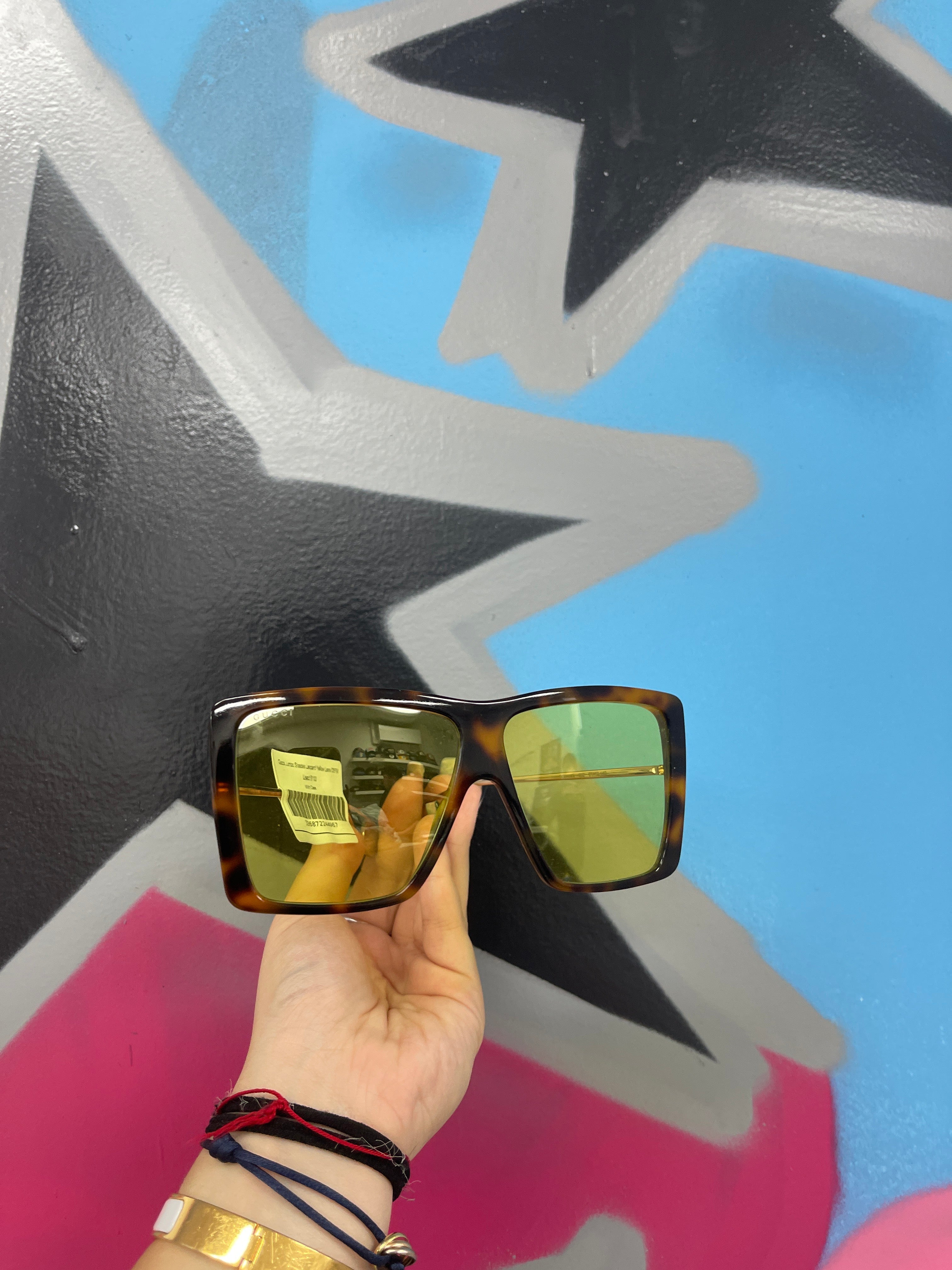 Gucci Jumbo Shades Leopard Yellow Lens Used OSFM With Case