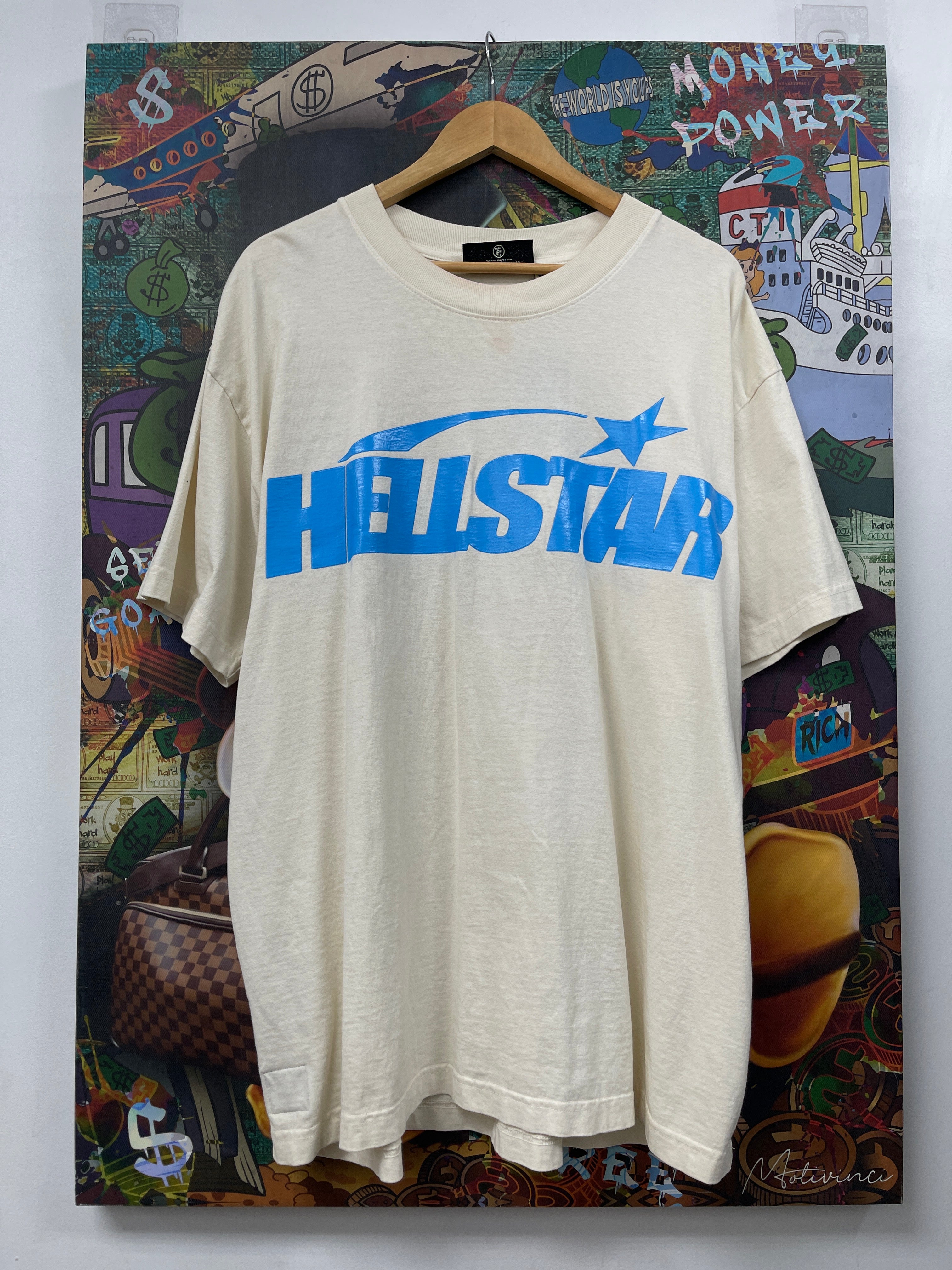 Hellstar Cream Baby Blue Classic Logo Tee