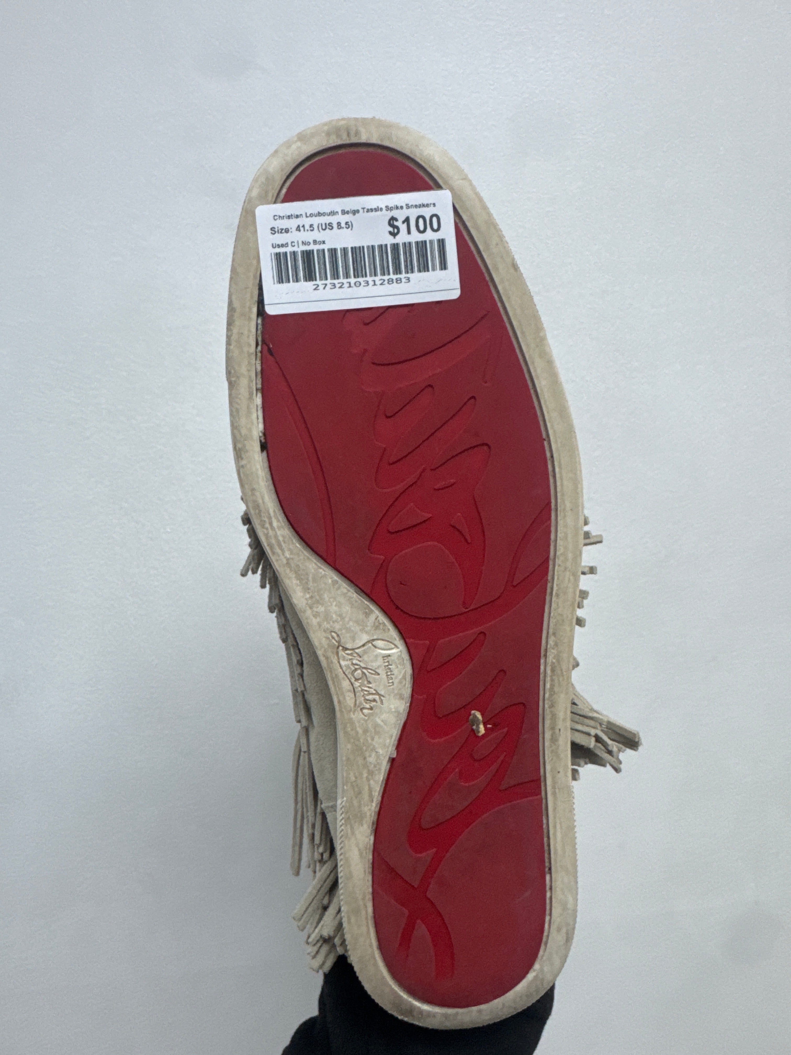 Christian Louboutin Beige Tassle Spike Sneakers
