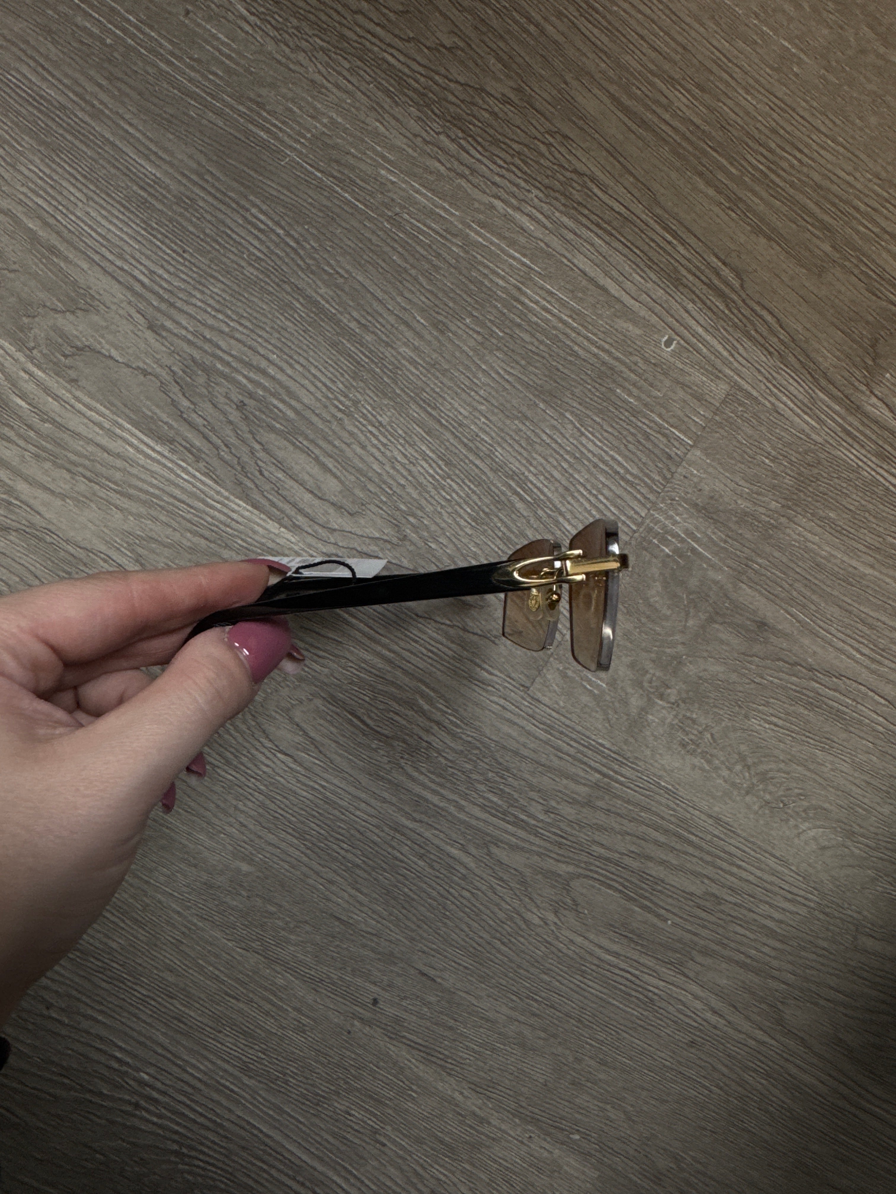 Cartier Black Rectangle Brown Lens Sunglasses