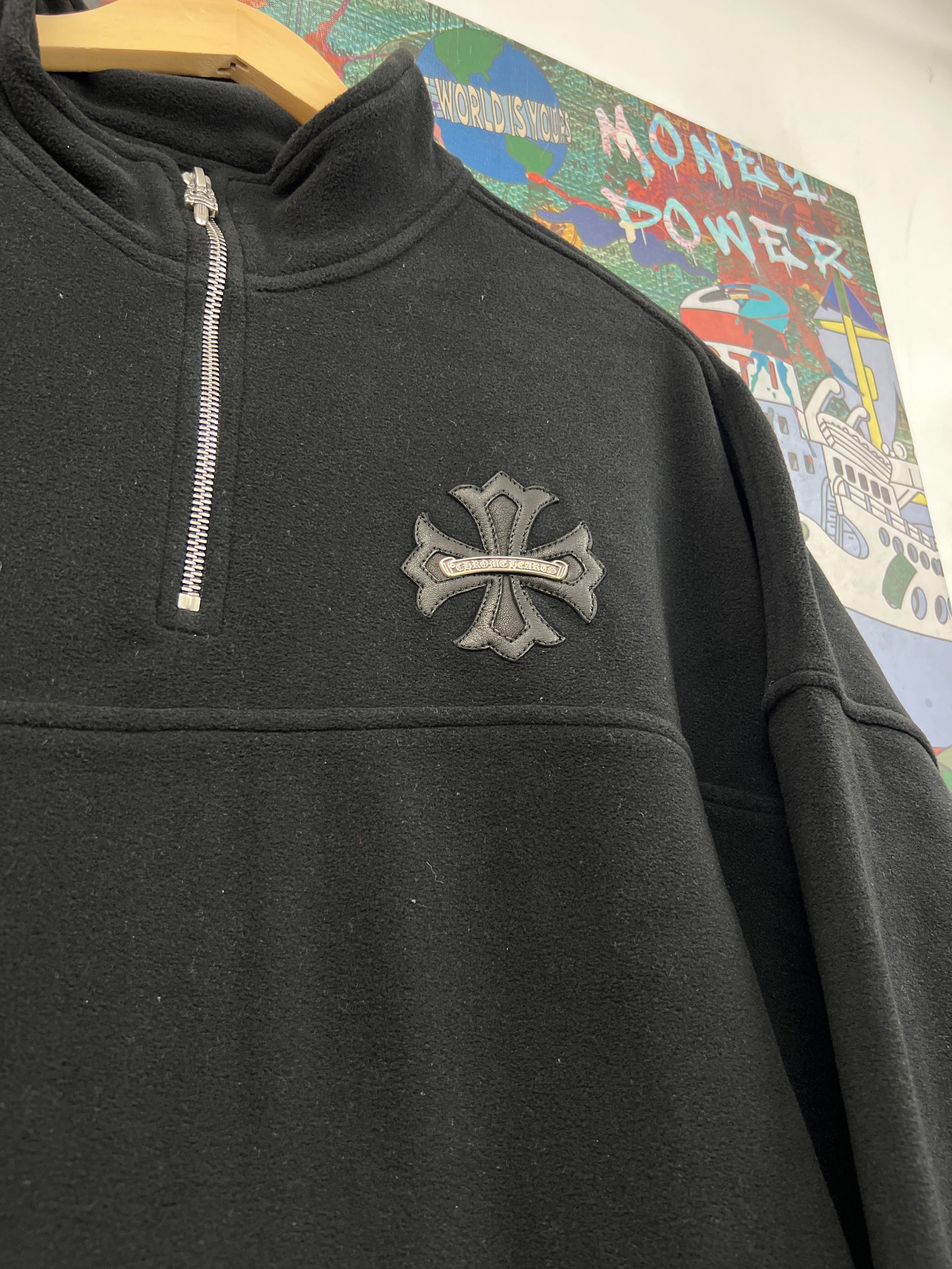 Chrome Hearts Black Fleece Cross Patch Quarter Zip