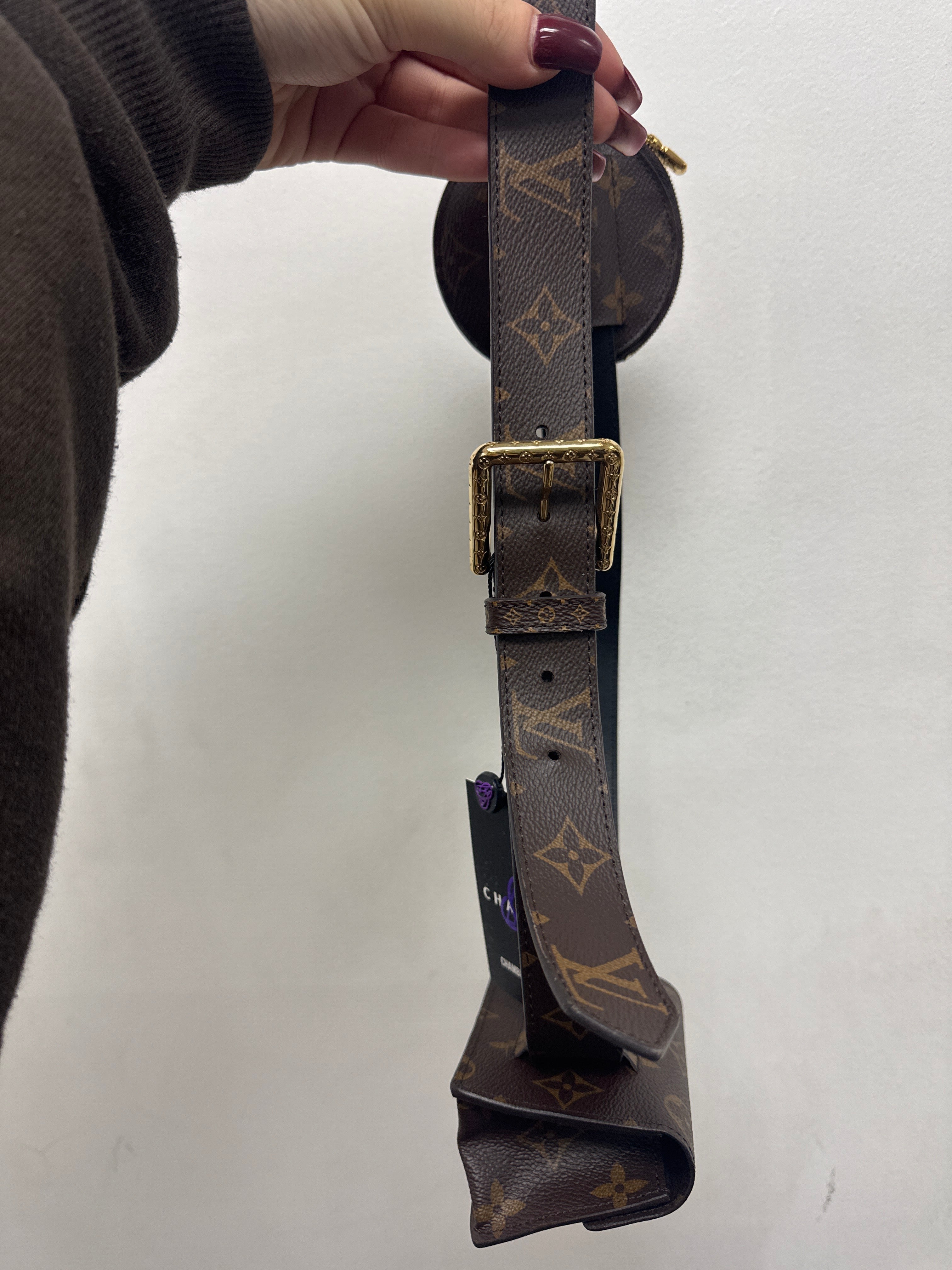 Louis Vuitton Brown Monogram Pocket (90-36) Belt
