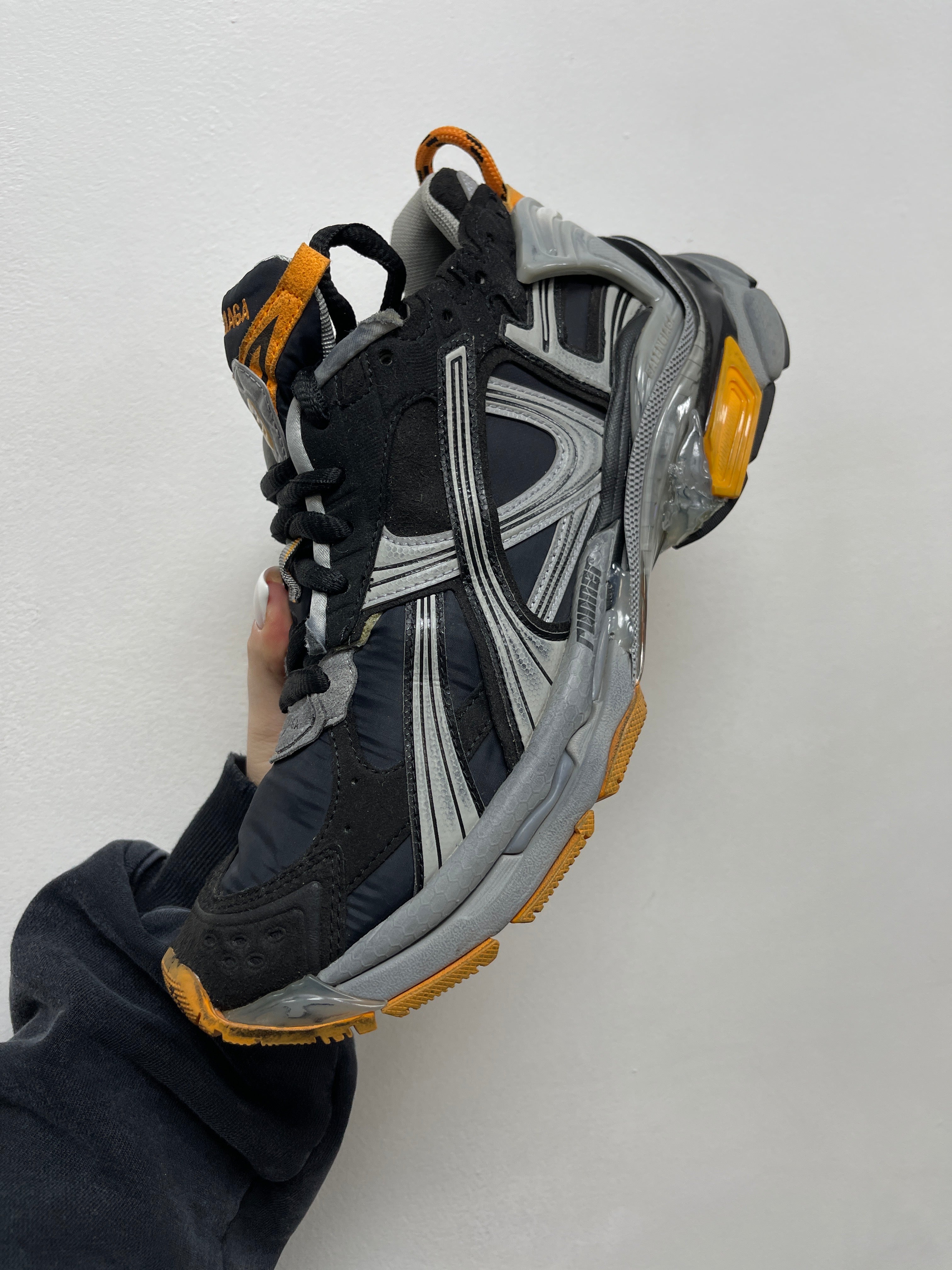 Balenciaga Black Orange Nylon Runner Sneakers