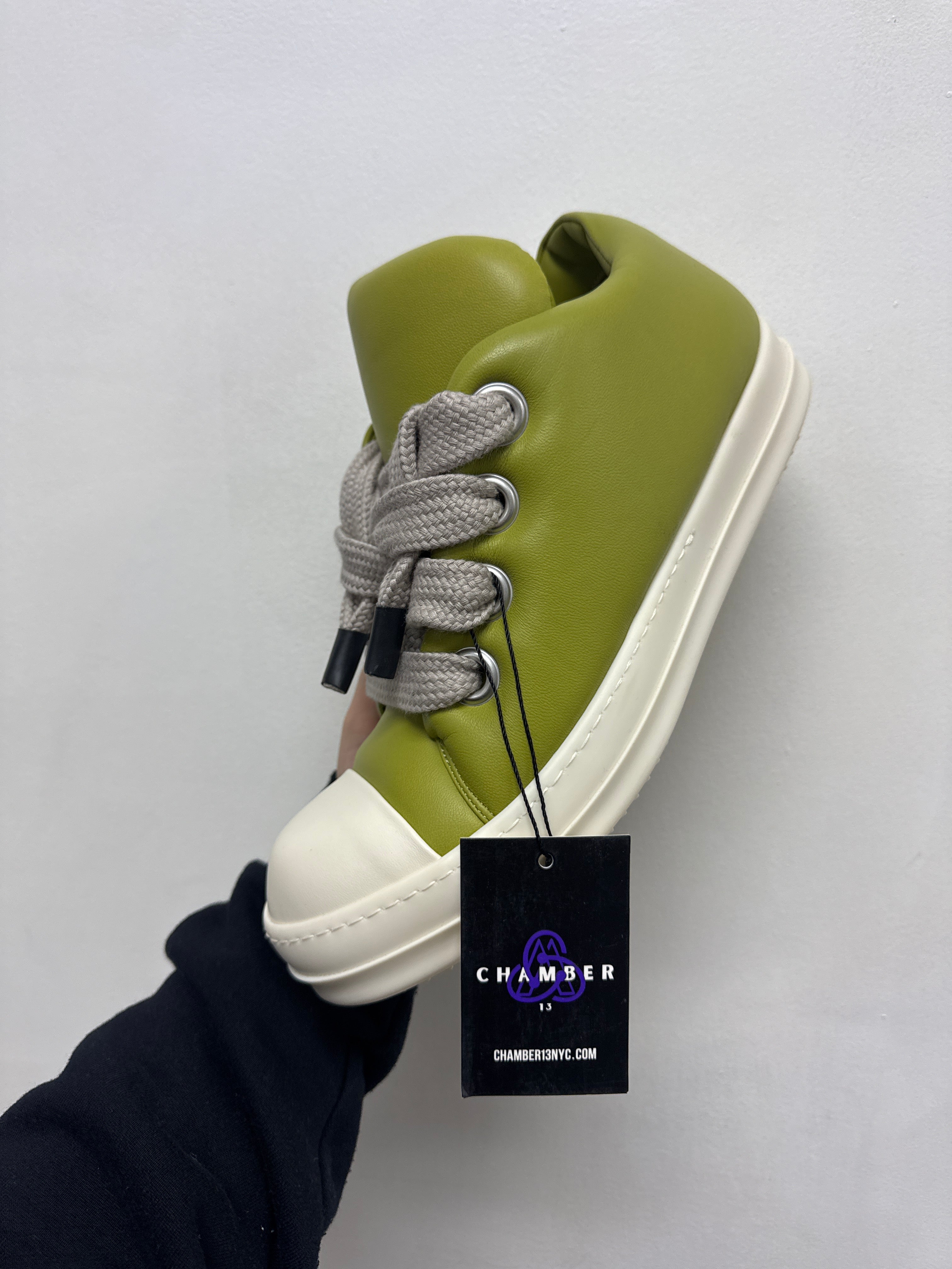 Rick Owens Acid Green Jumbo Lace Low Sneakers