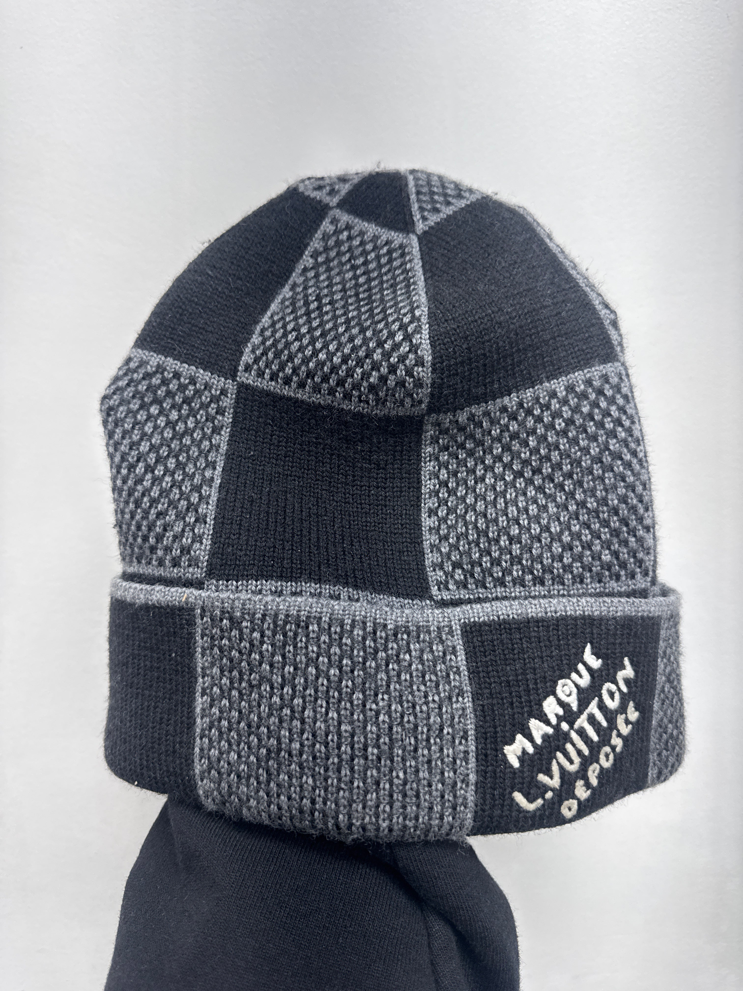 Louis Vuitton Black Damier Marque Beanie