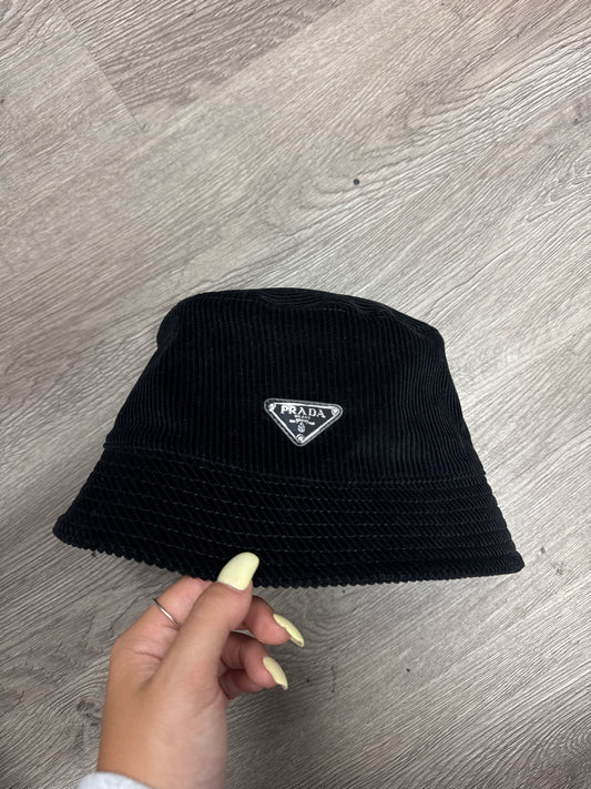 Prada Corduroy Bucket Hat Black Used