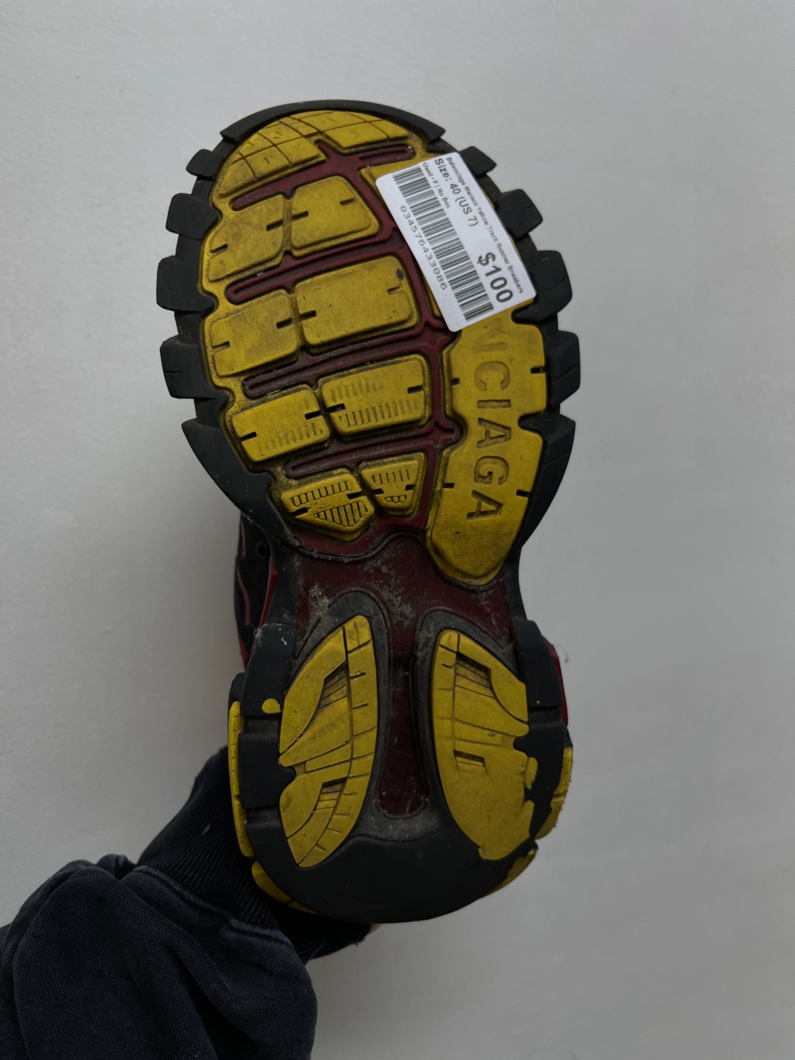 Balenciaga Maroon Yellow Track Runner Sneakers