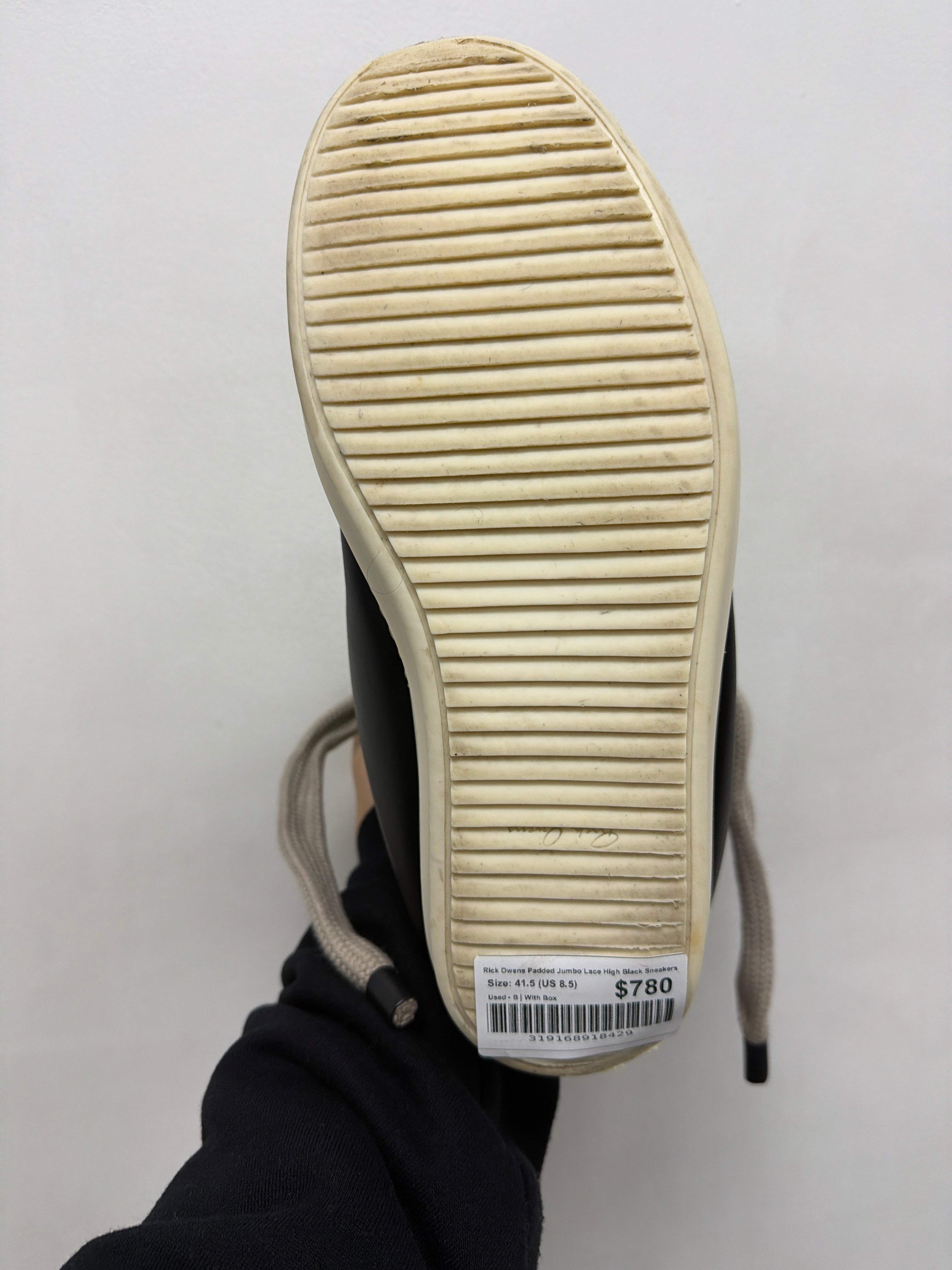 Rick Owens Padded Jumbo Lace High Black Sneakers