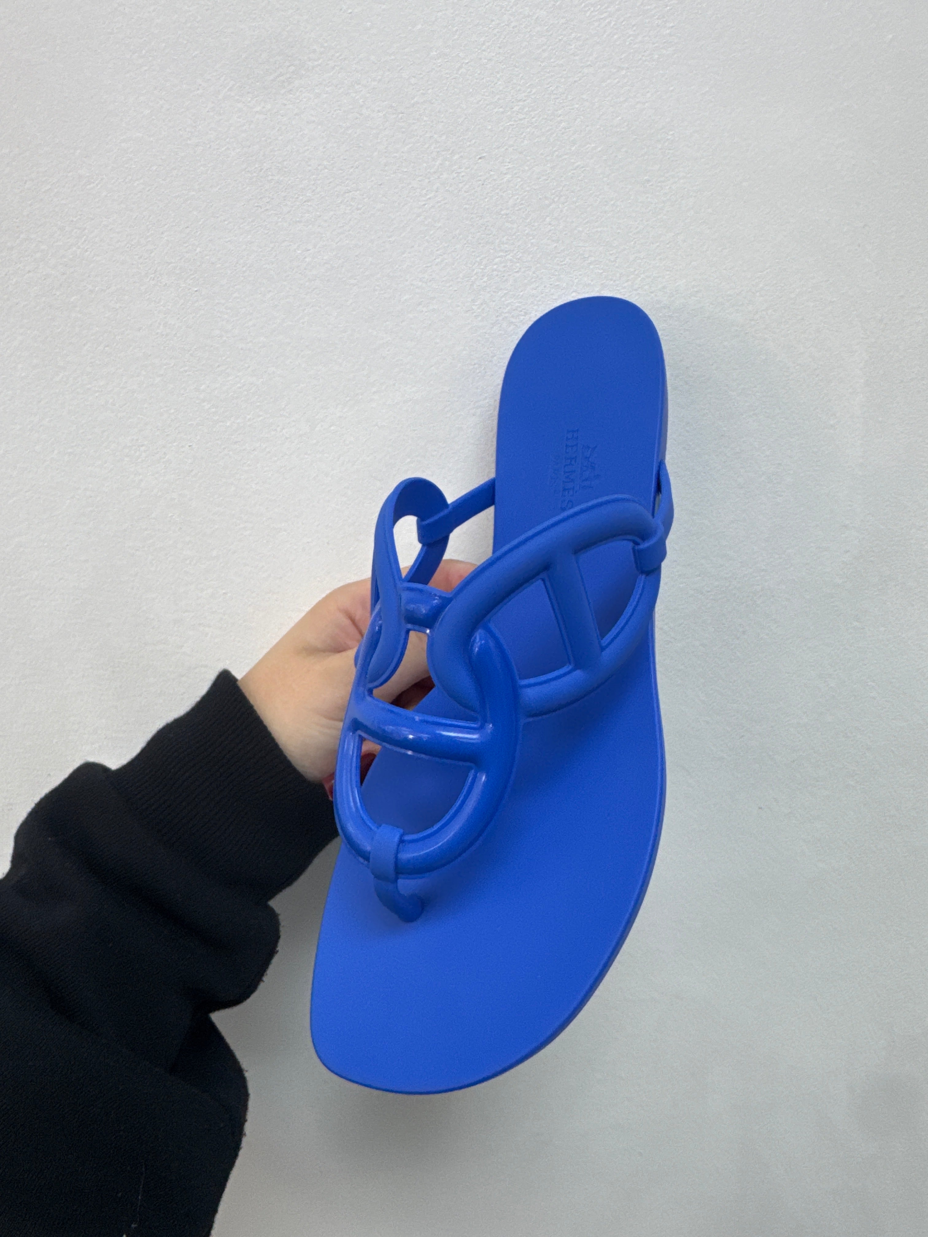 Hermes Rubber Royal Blue Slides