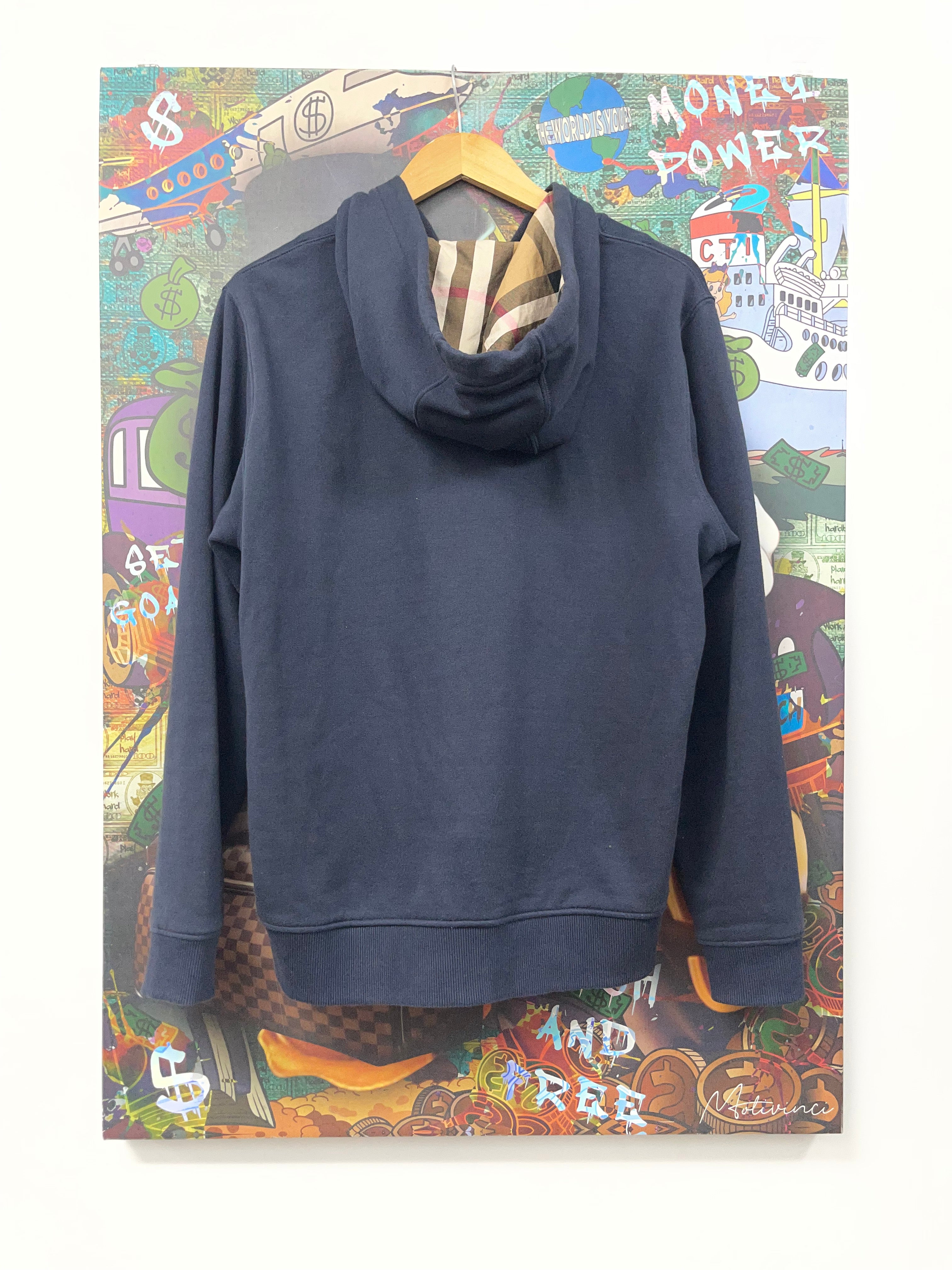 Burberry Navy Embroidered Logo Zip Up