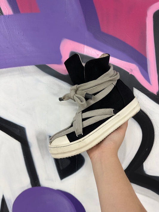 Rick Owens Jumbo Lace High Top Black Peral Milk  Used With Box