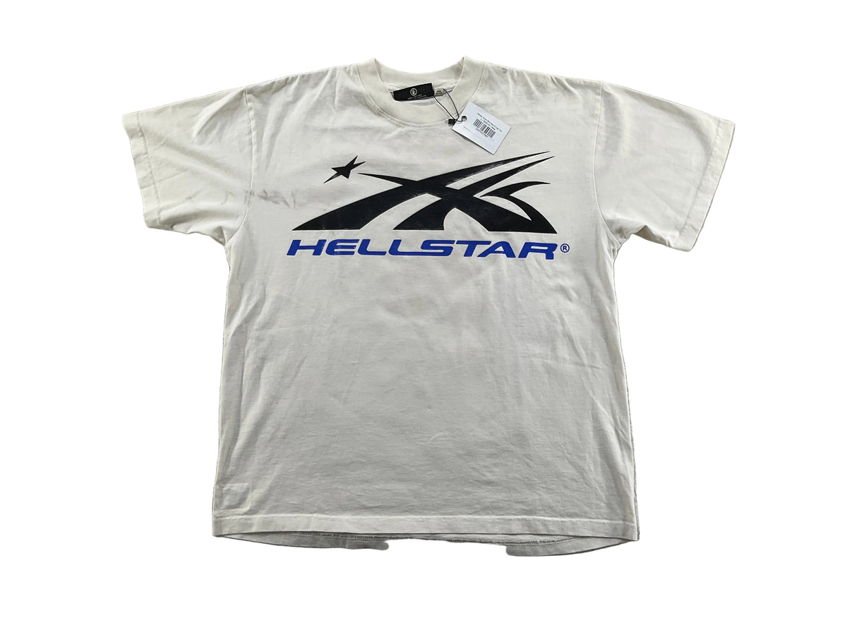Hellstar Cream Blue Sports Logo Tee