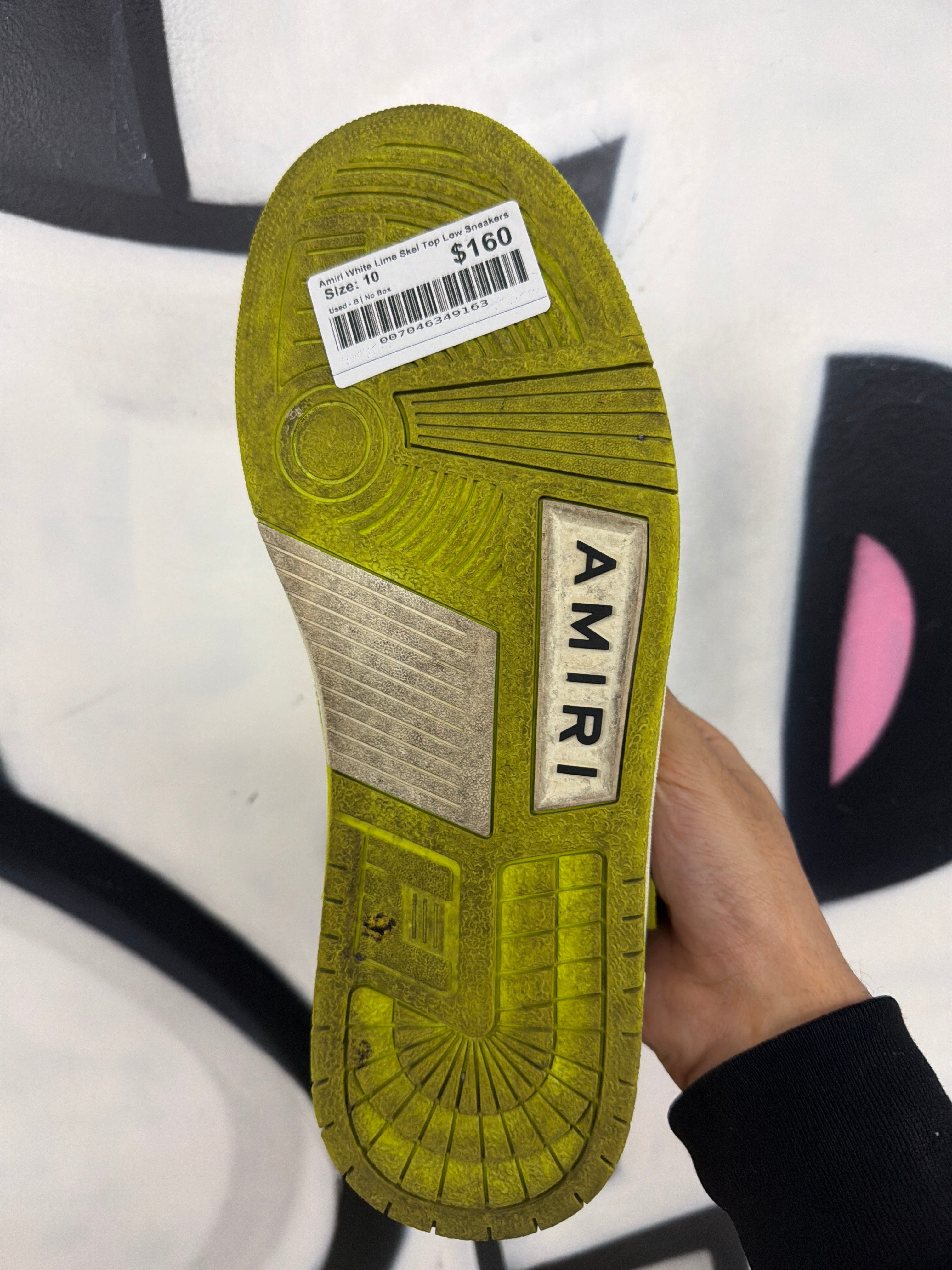 Amiri White Lime Skel Top Low Sneakers