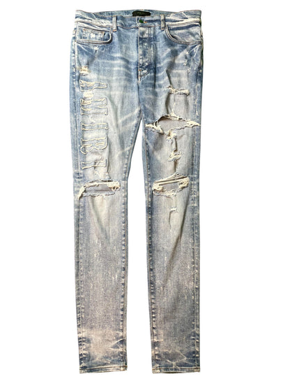 Amiri Applique Side Logo Light Wash Blue Jeans