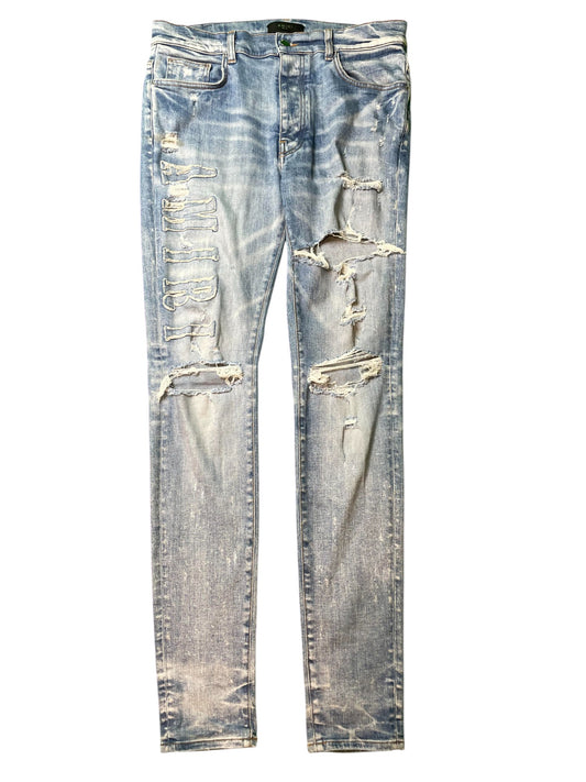 Amiri Applique Side Logo Light Wash Blue Jeans