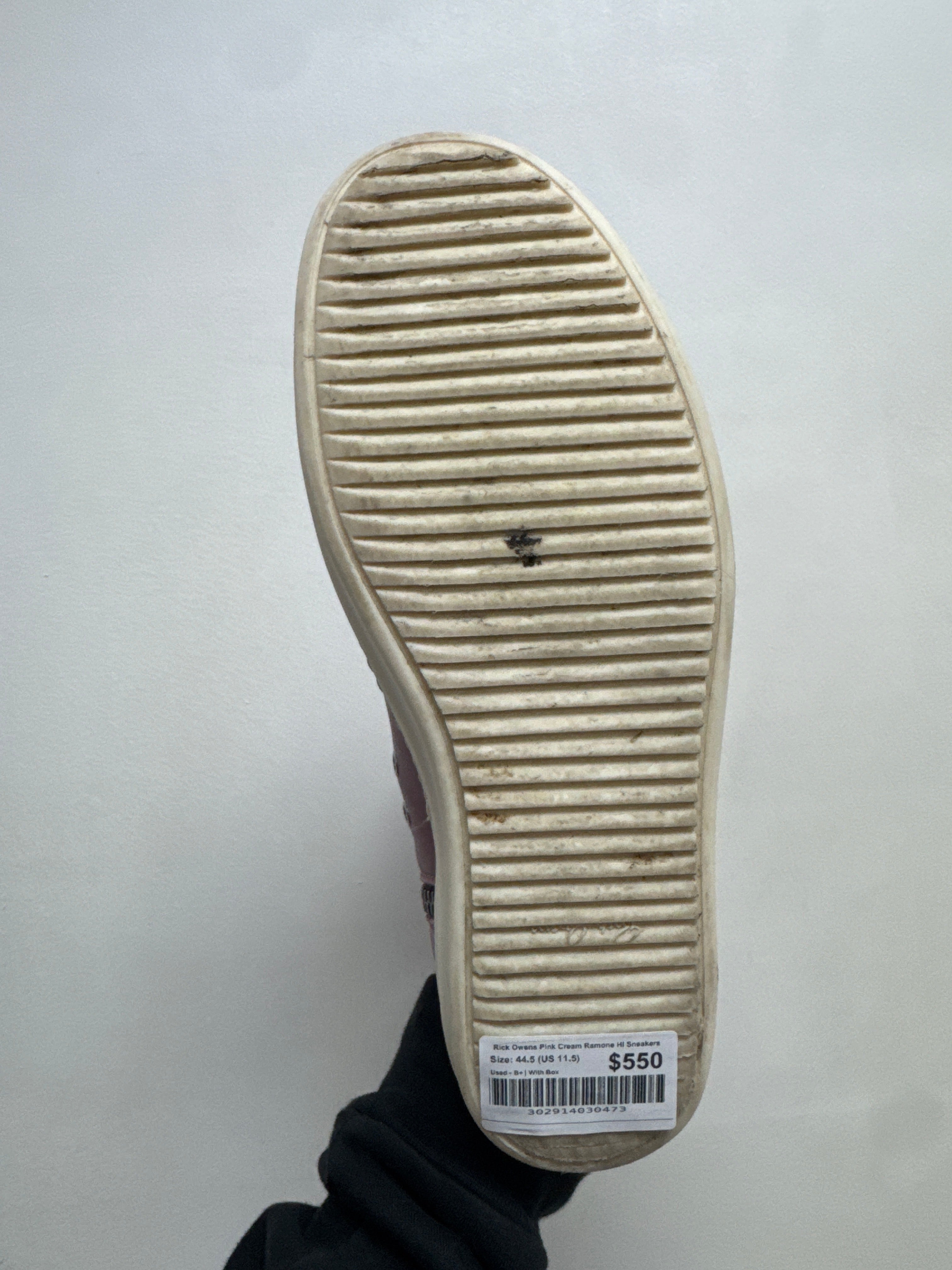 Rick Owens Pink Cream Ramone Hi Sneakers