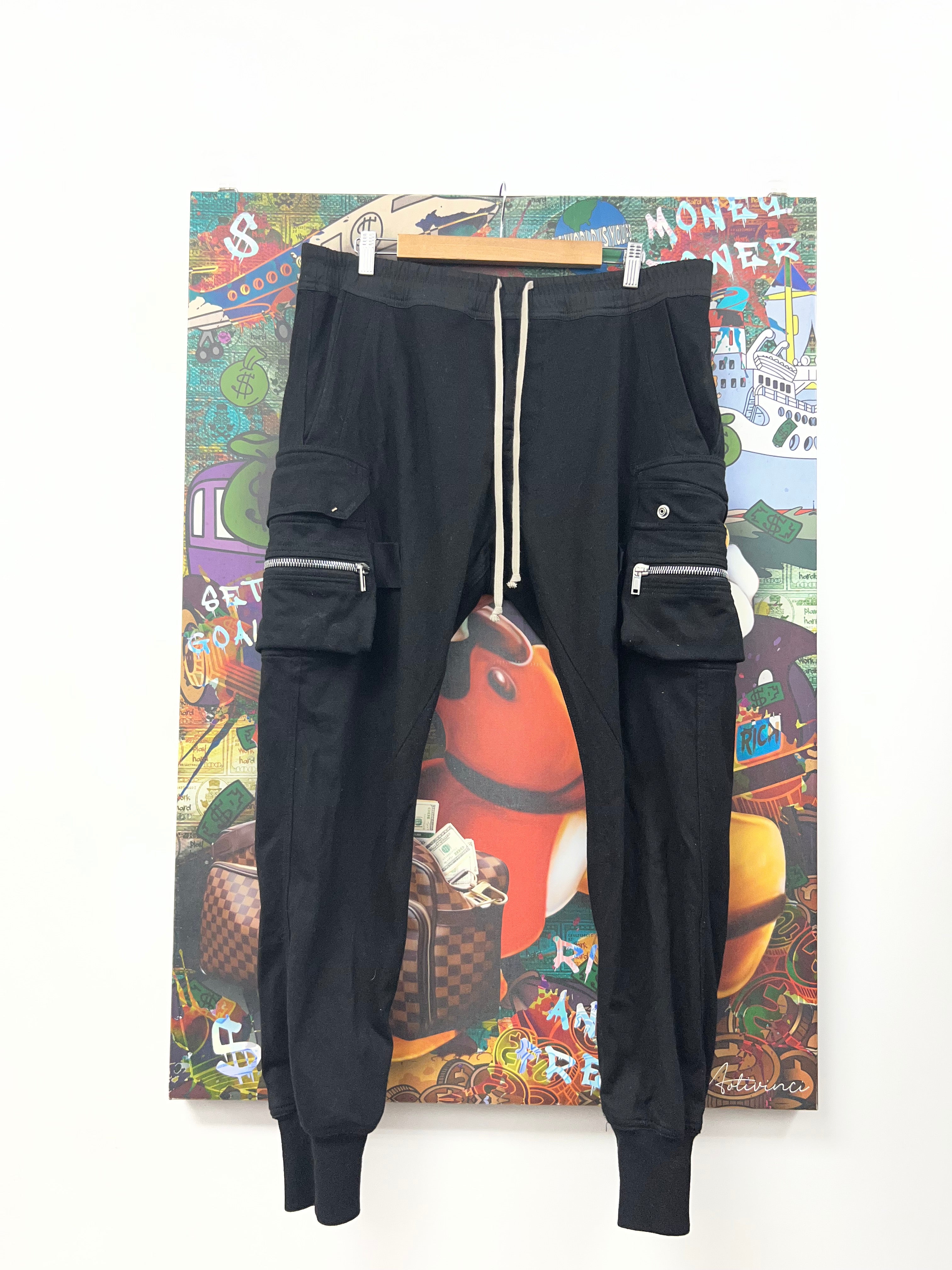 Rick Owens Black Zipper Cargo Sweats