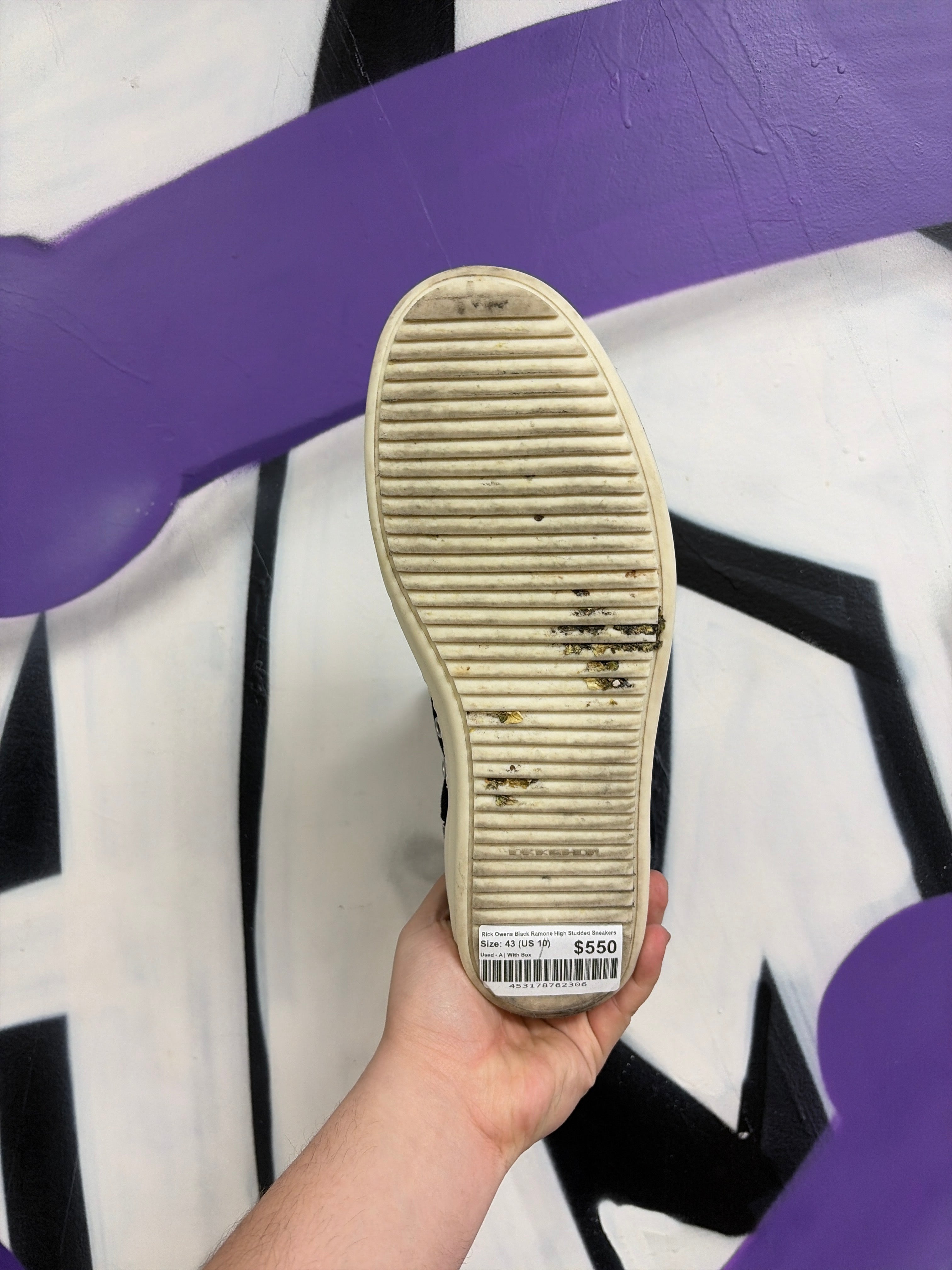 Rick Owens Black Ramone High Studded Sneakers