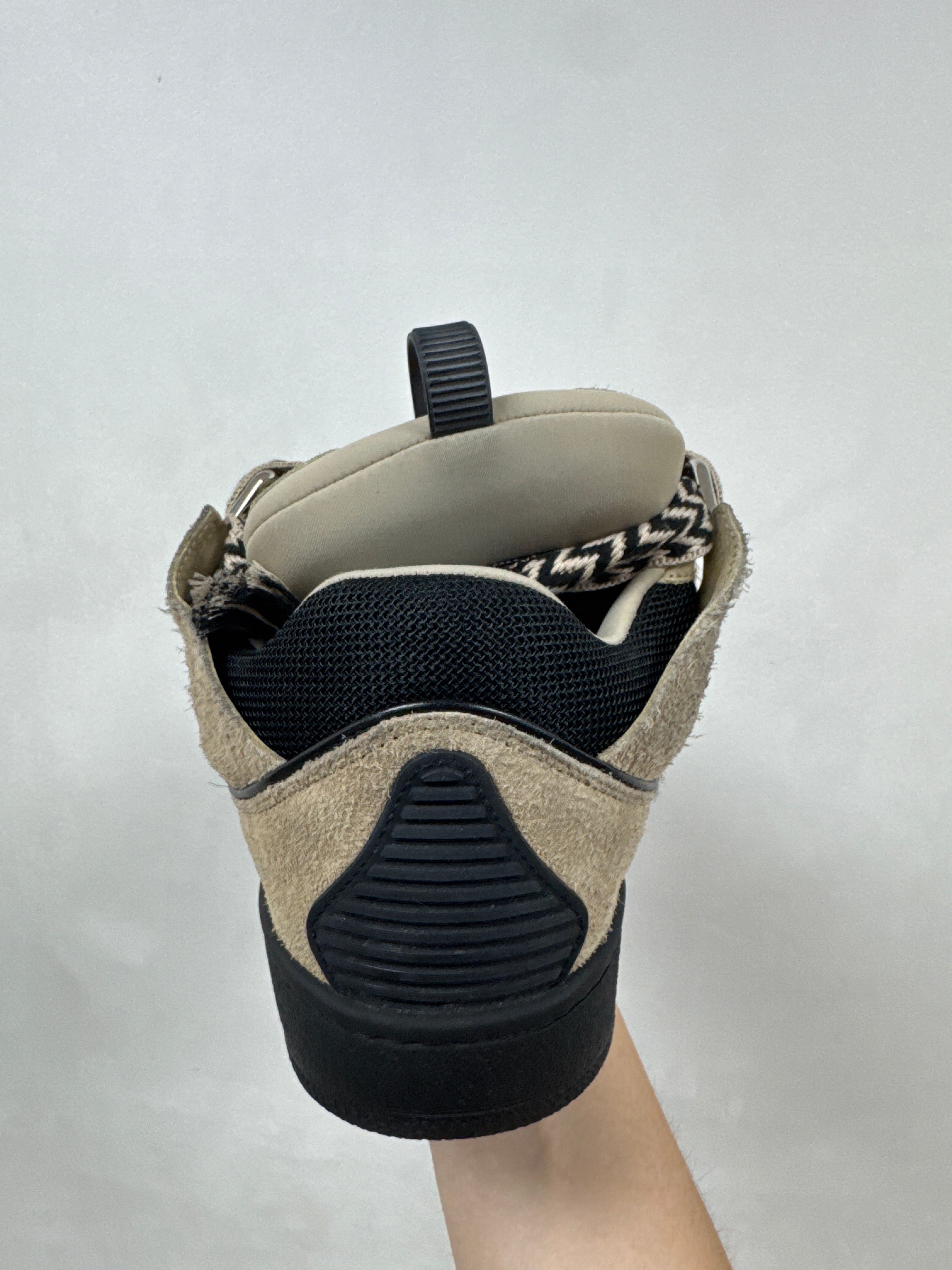 Lanvin Tan Black Suede Curb Sneakers