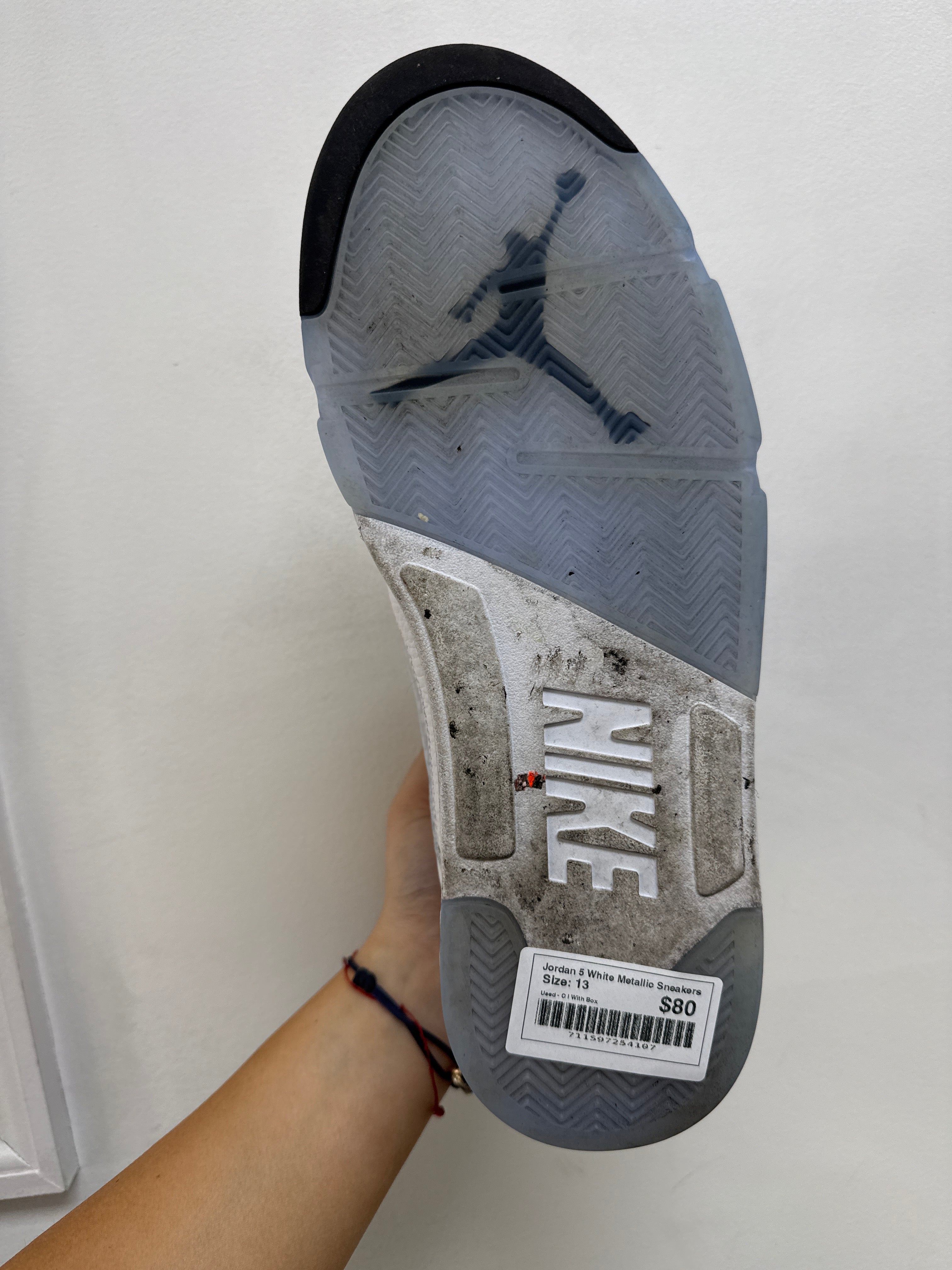 Jordan 5 White Metallic Sneakers