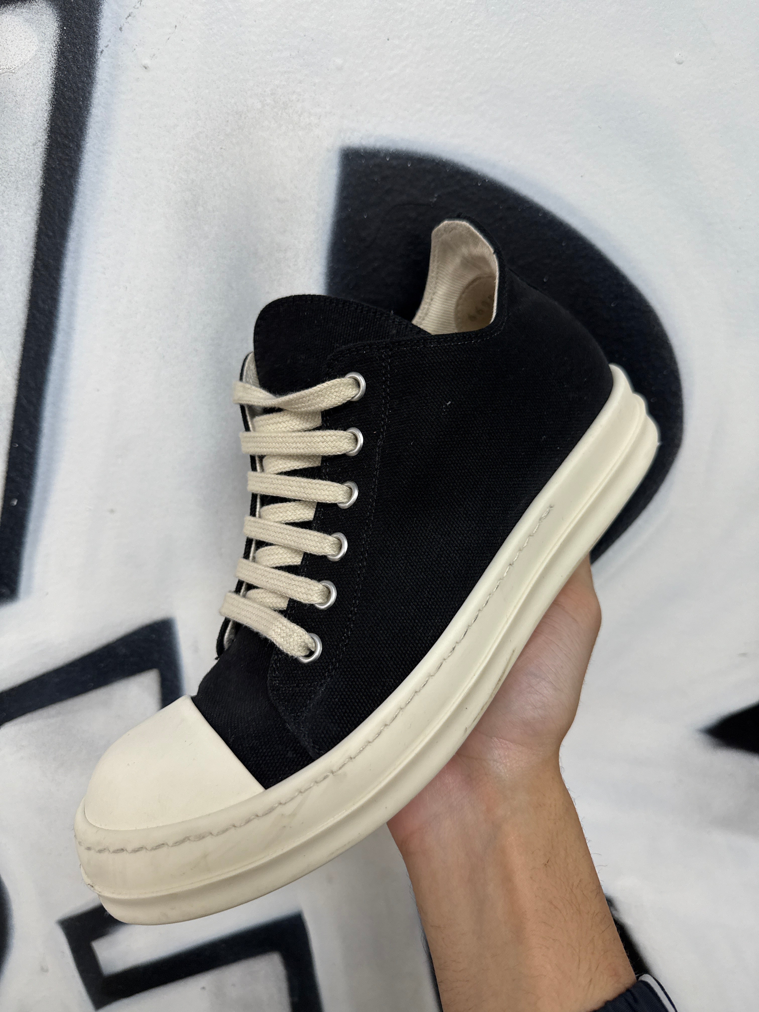 Rick Owens DRKSHDW Ramone' Black & Milk Sneakers