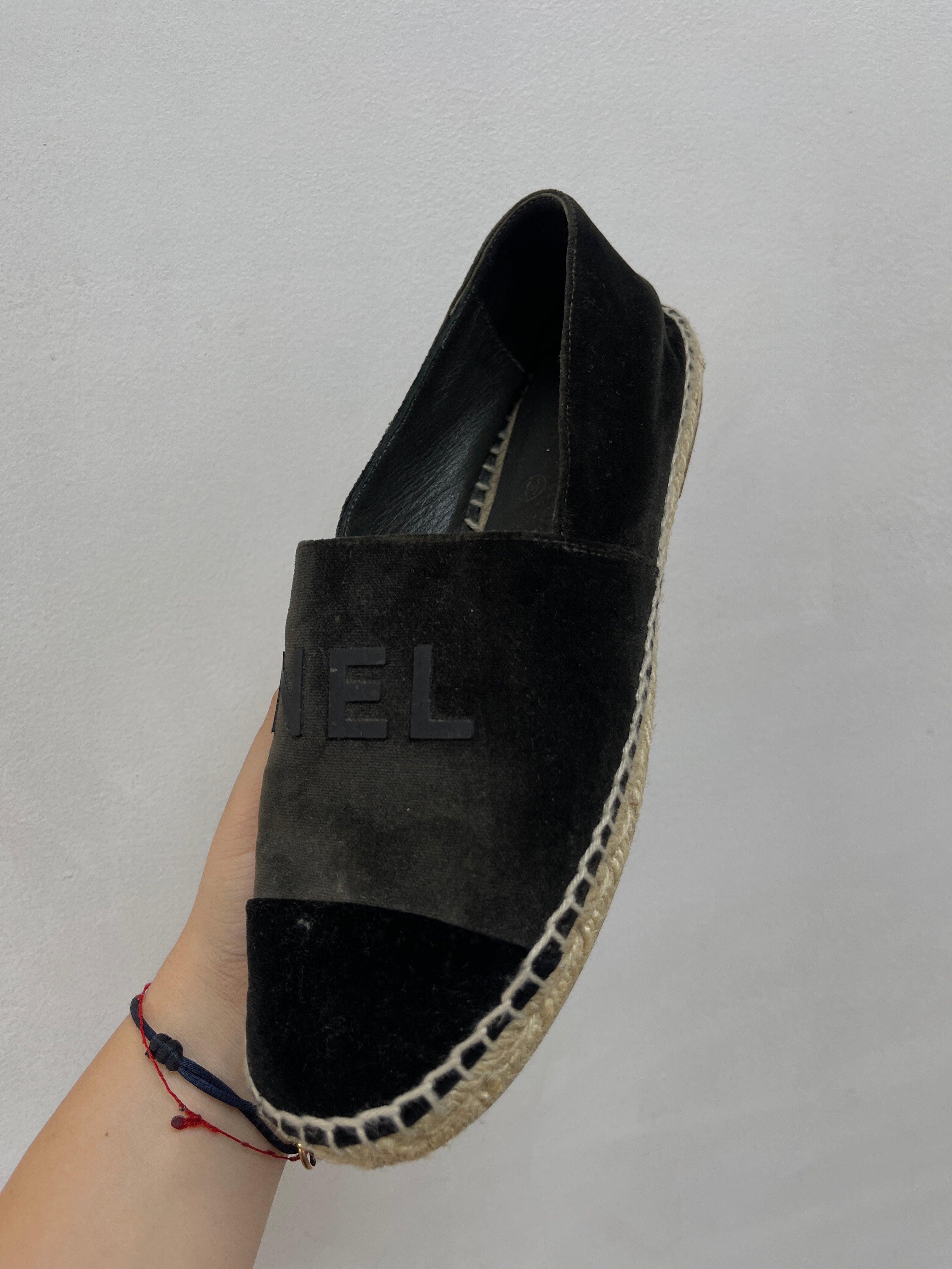 Chanel Olive Espadrille Slides