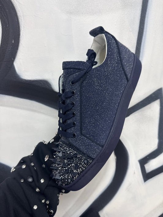 Christian Louboutin Navy Blue Glitter Sneaker