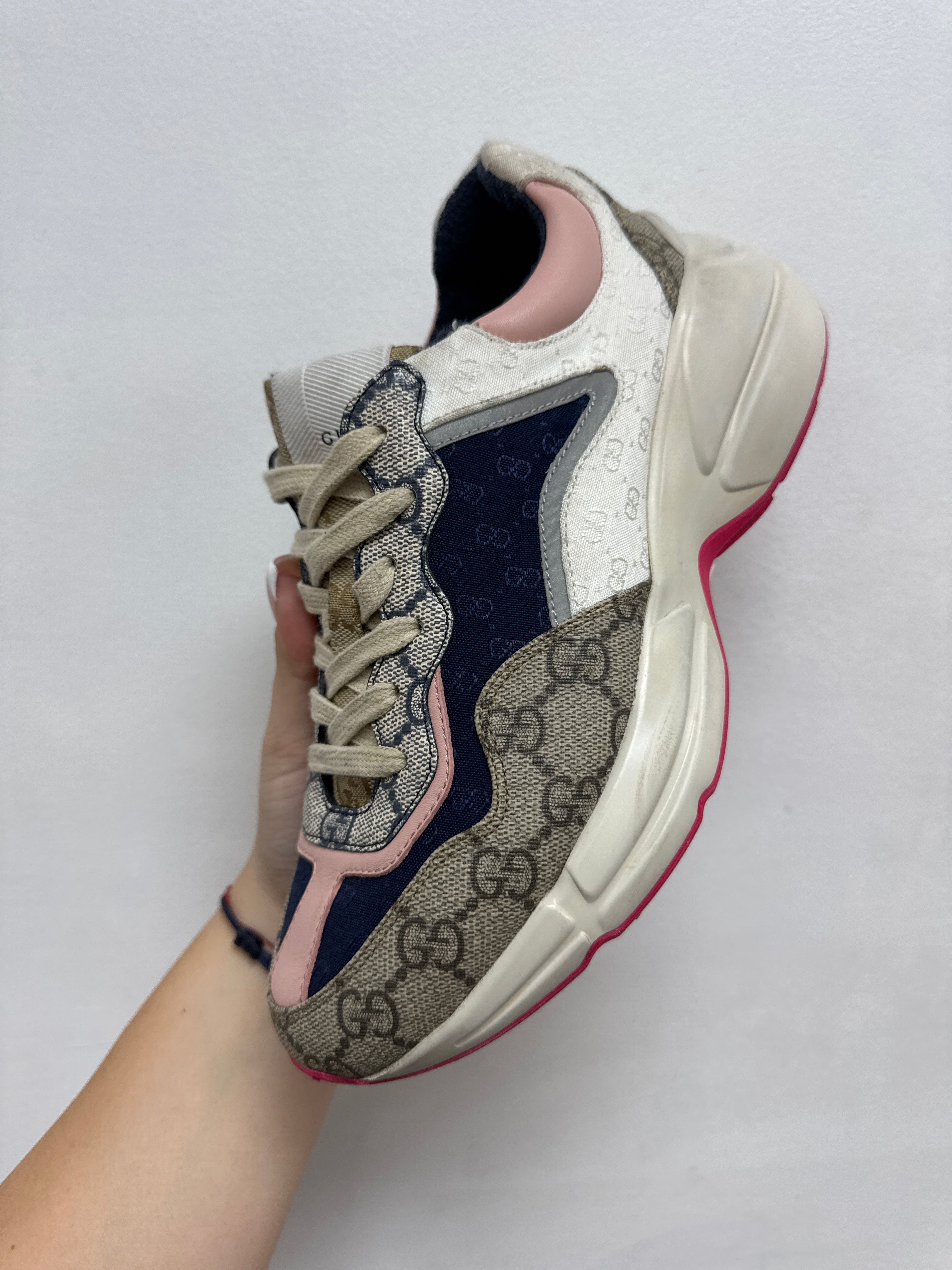 Gucci Navy Pink Rython Sneakers