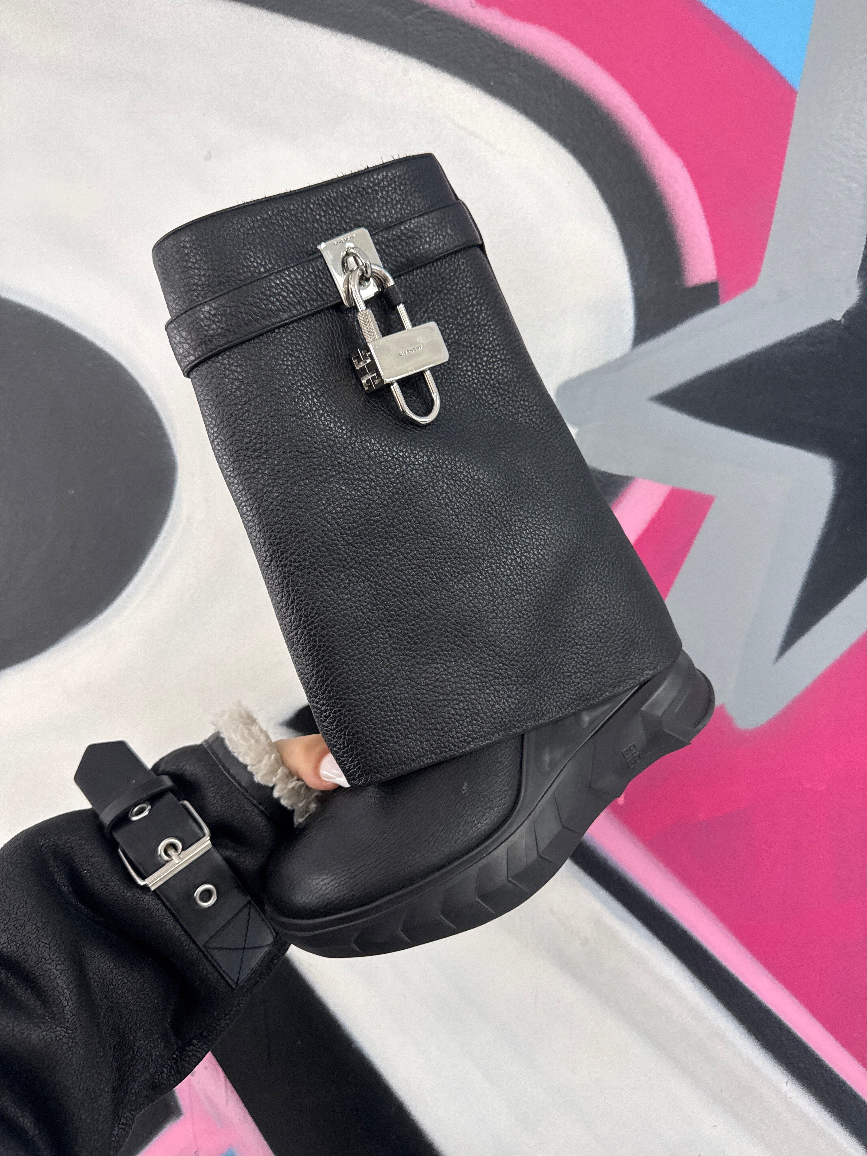 Givenchy Black Shark Leather Boots