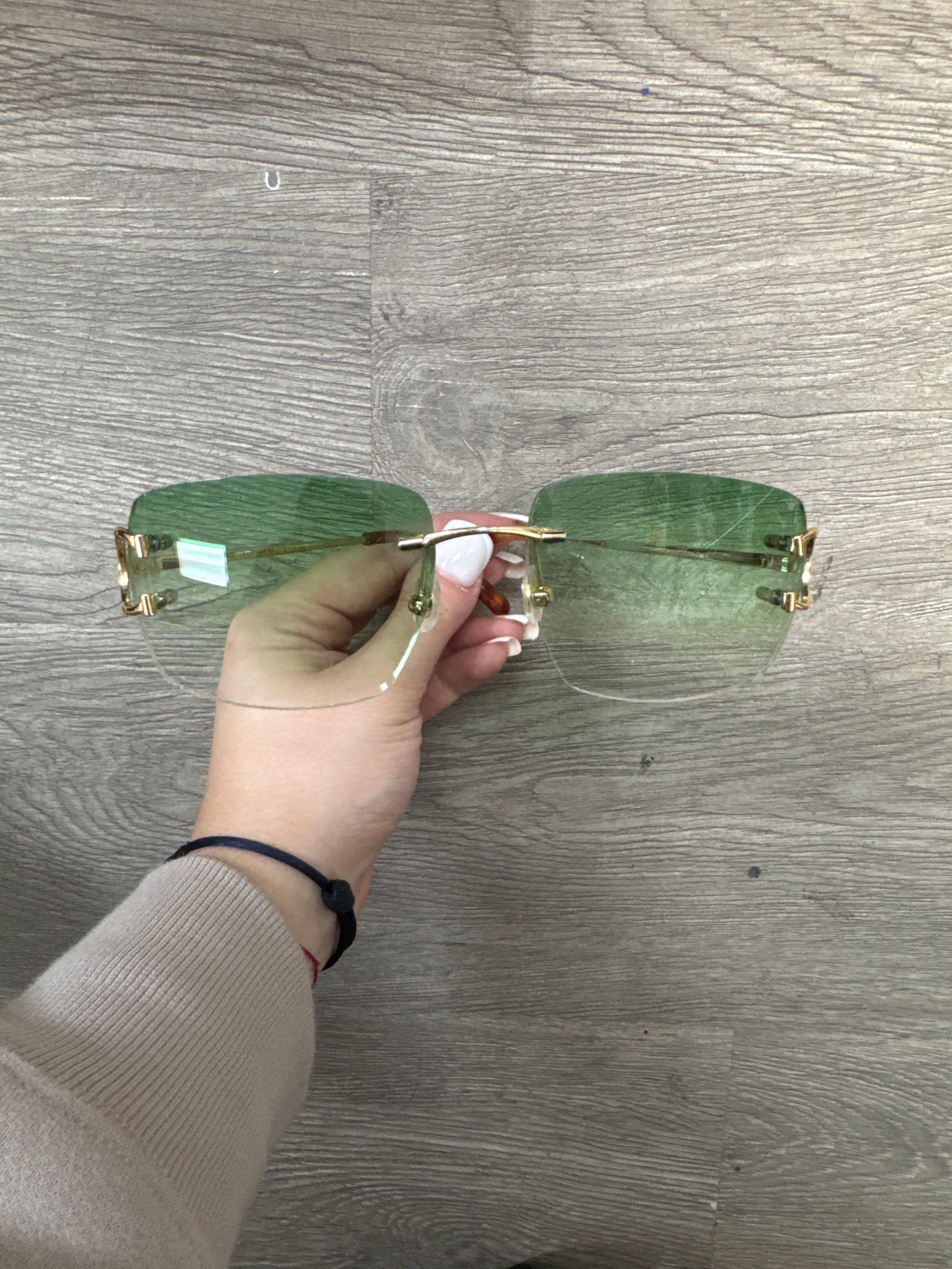 Cartier Frames Shades C Gold Olive Green New OS With Box