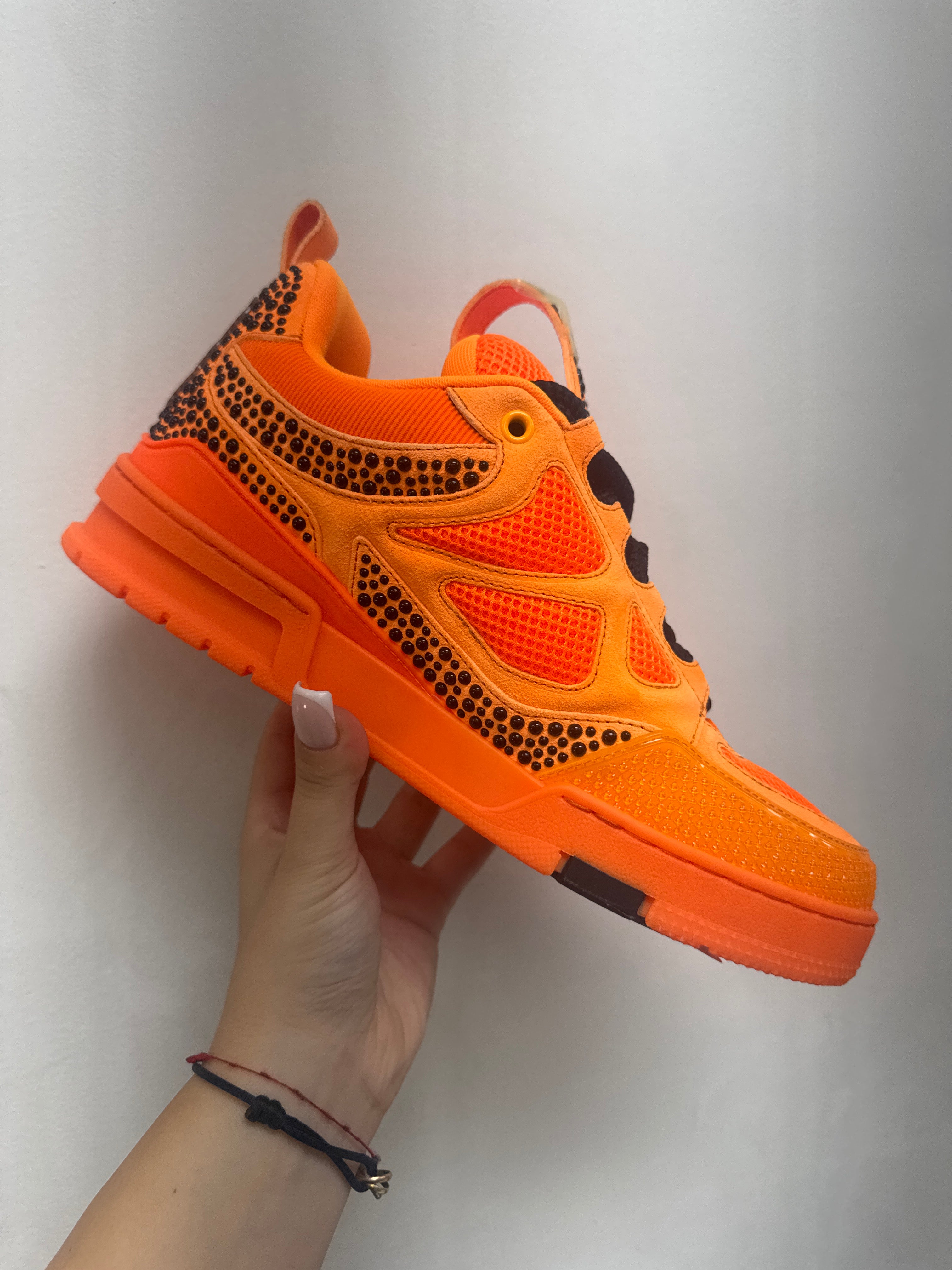 Louis Vuitton Orange Black Studded Skates Sneakers