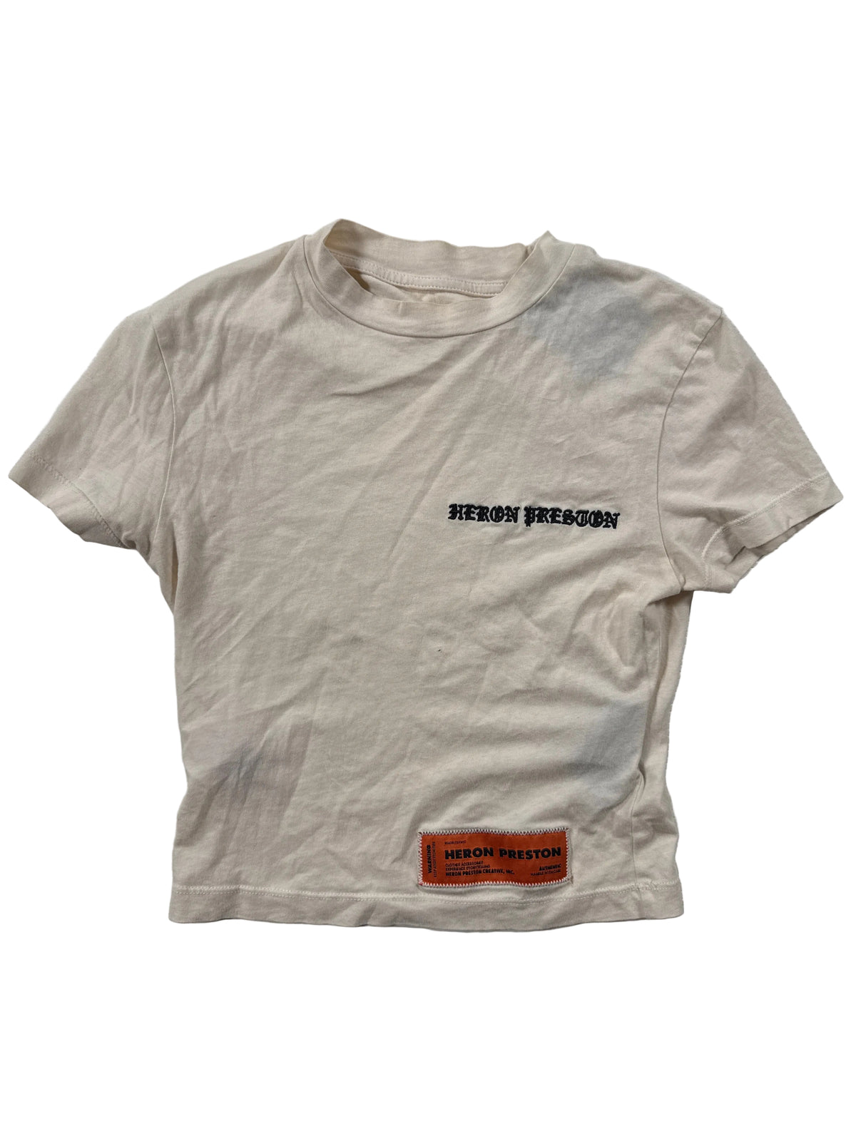 Heron Preston Baby Tee Cream Black