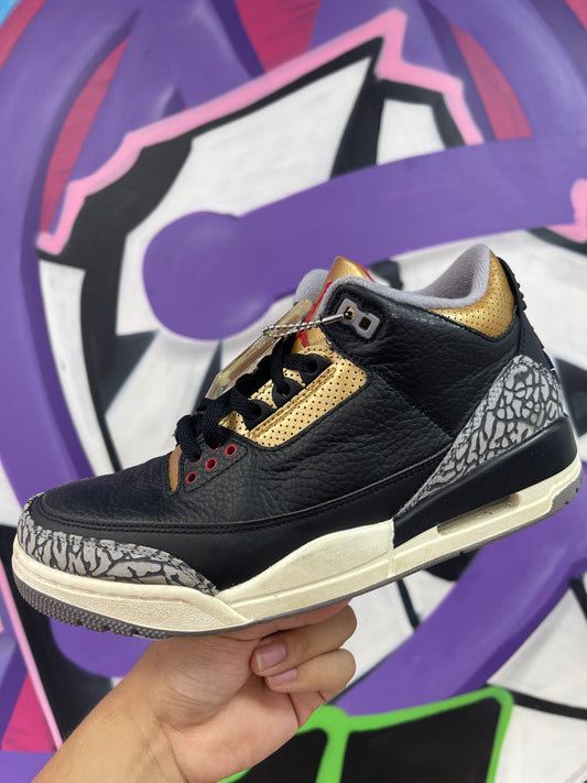 Jordan 3 Black Gold Cement Sneakers