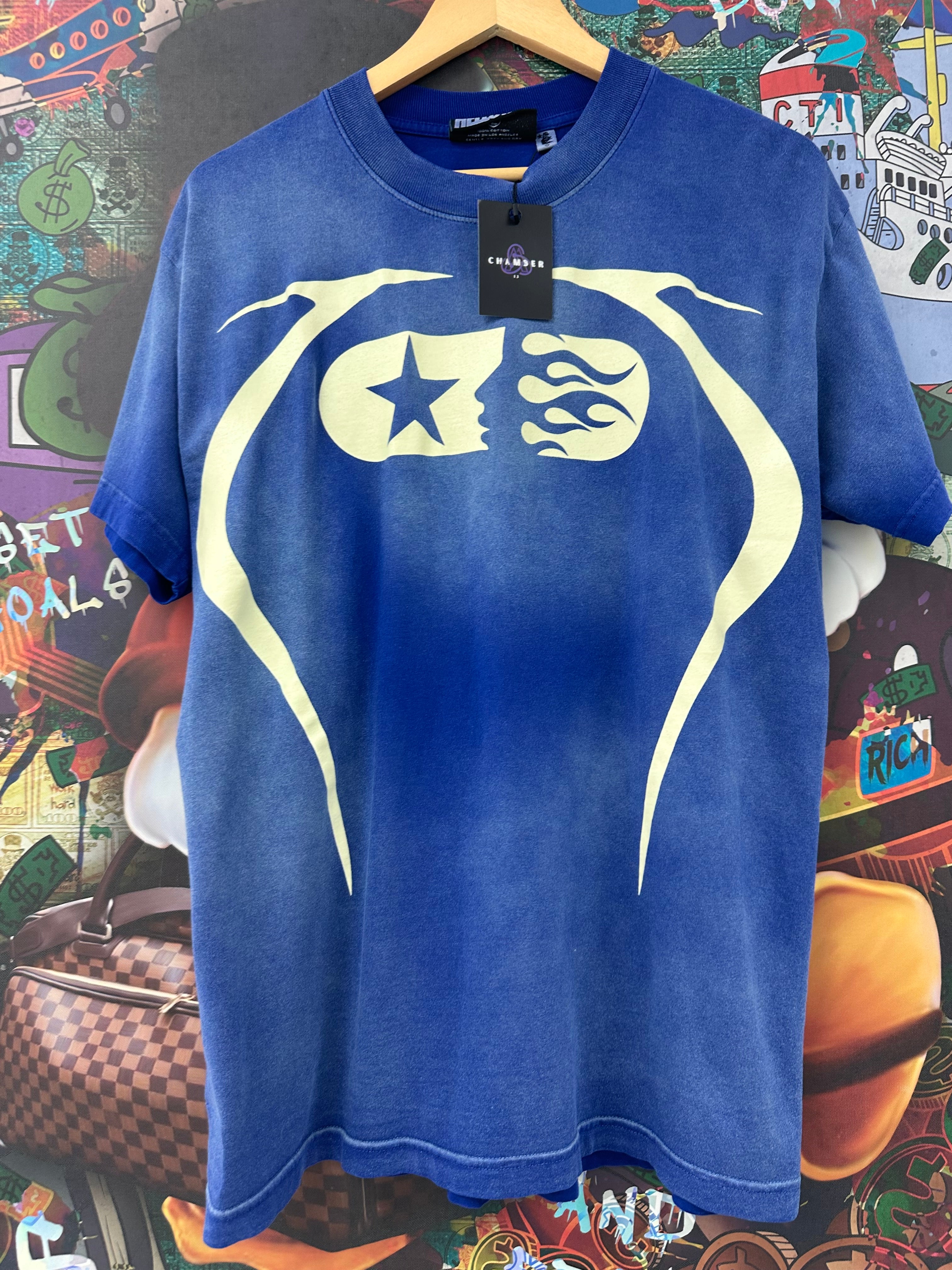 Hellstar 7 On 7 Tee Blue  New Large In Plastic