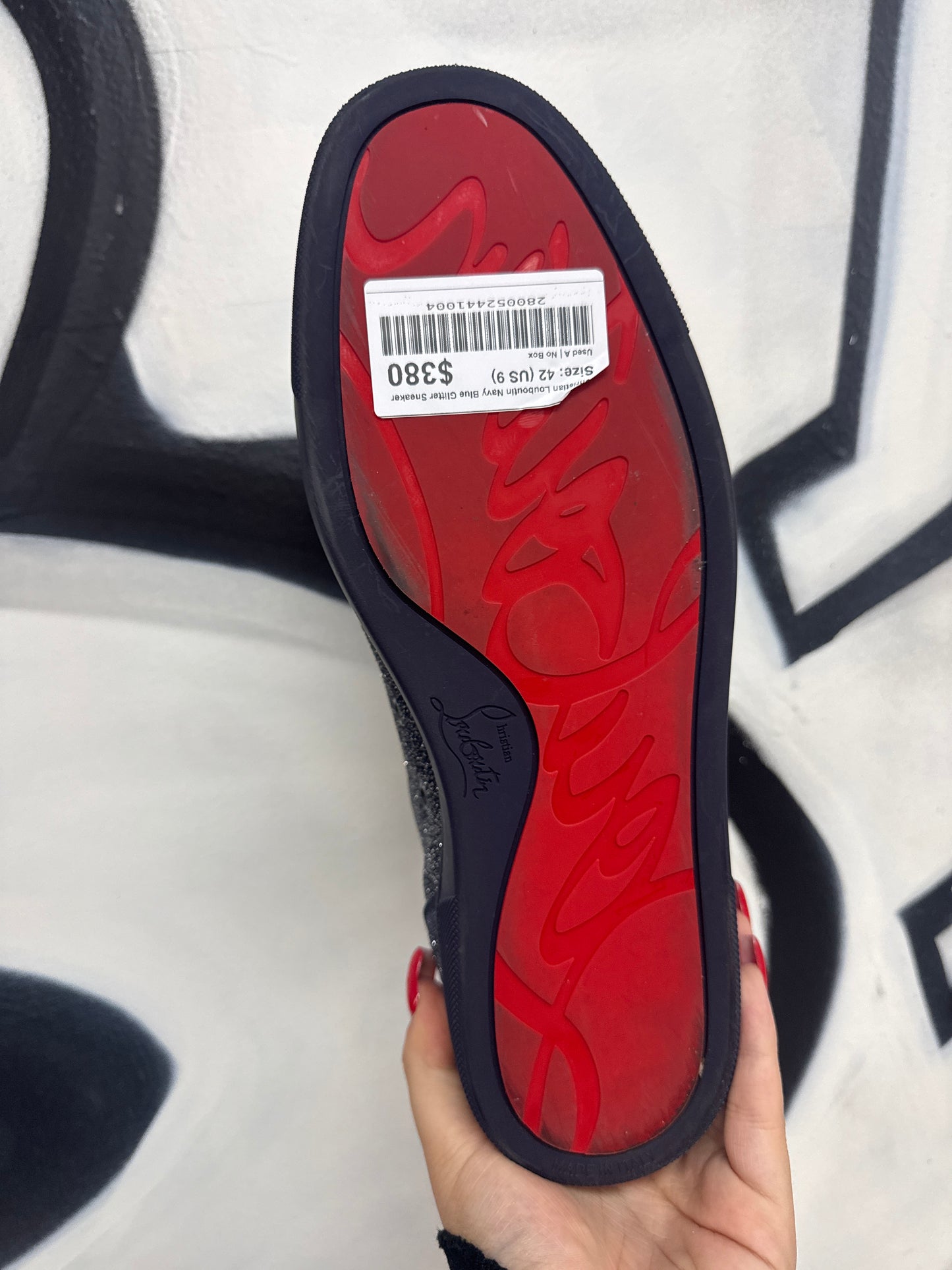 Christian Louboutin Navy Blue Glitter Sneaker
