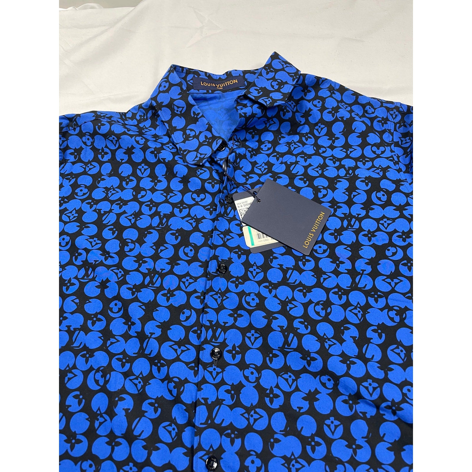 Louis Vuitton Button Up Royal Blue Black Small New