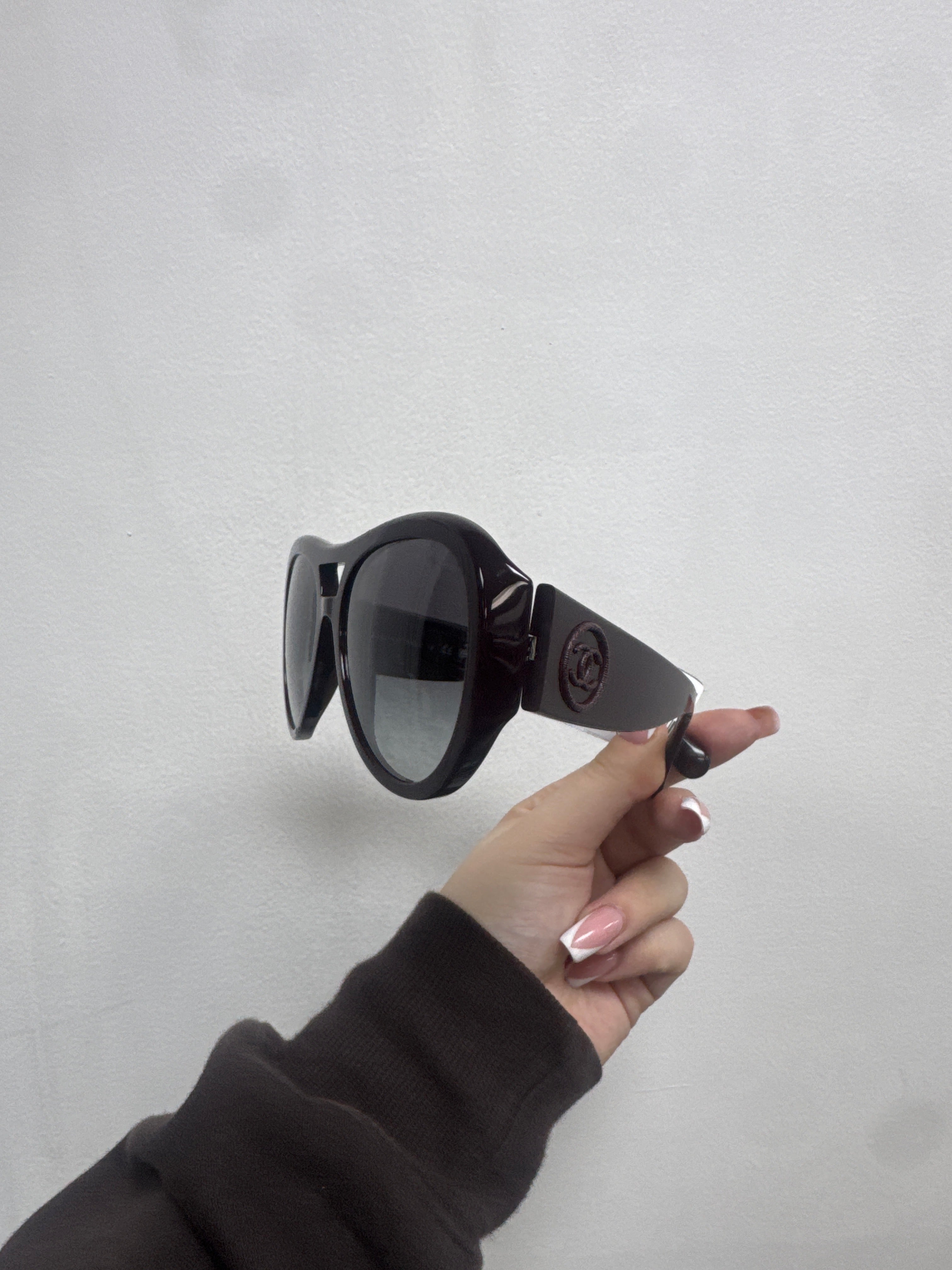 Chanel Burgundy CC Logo Butterfly Sunglasses