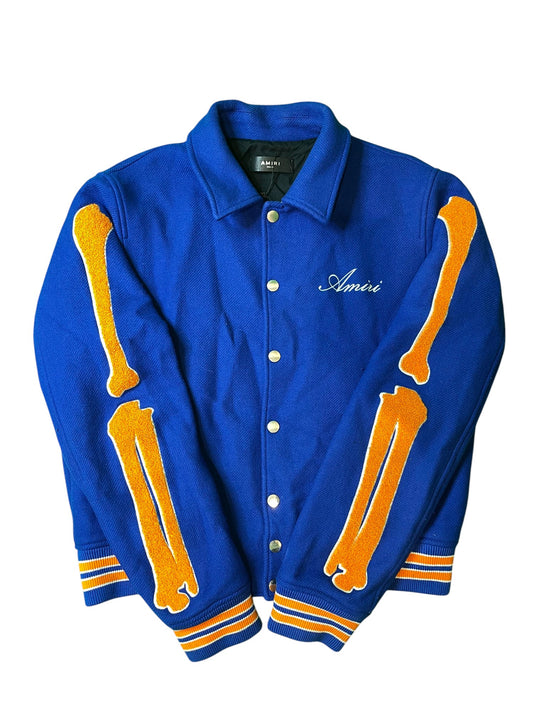 Amiri "Orange Bone" Blue Varsity Jacket