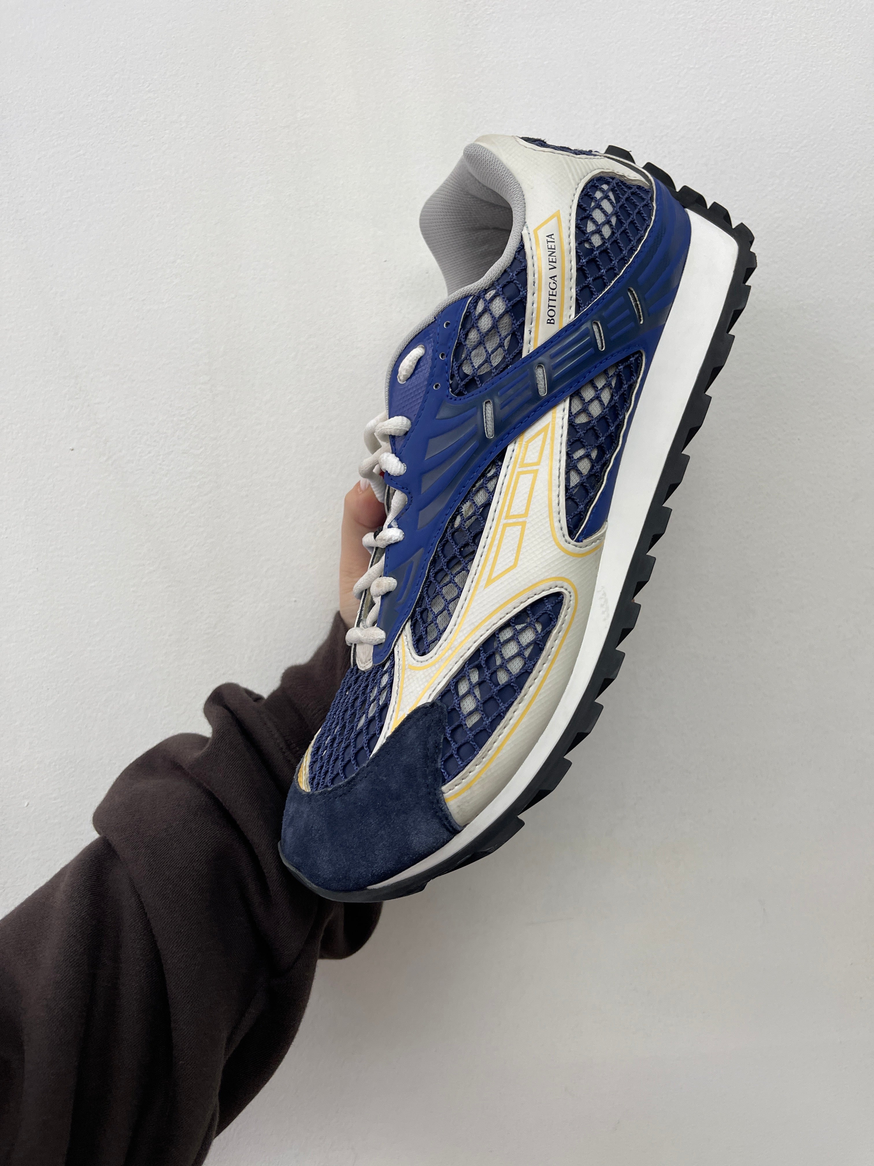 Bottega Veneta Navy Yellow Orbit Sneakers