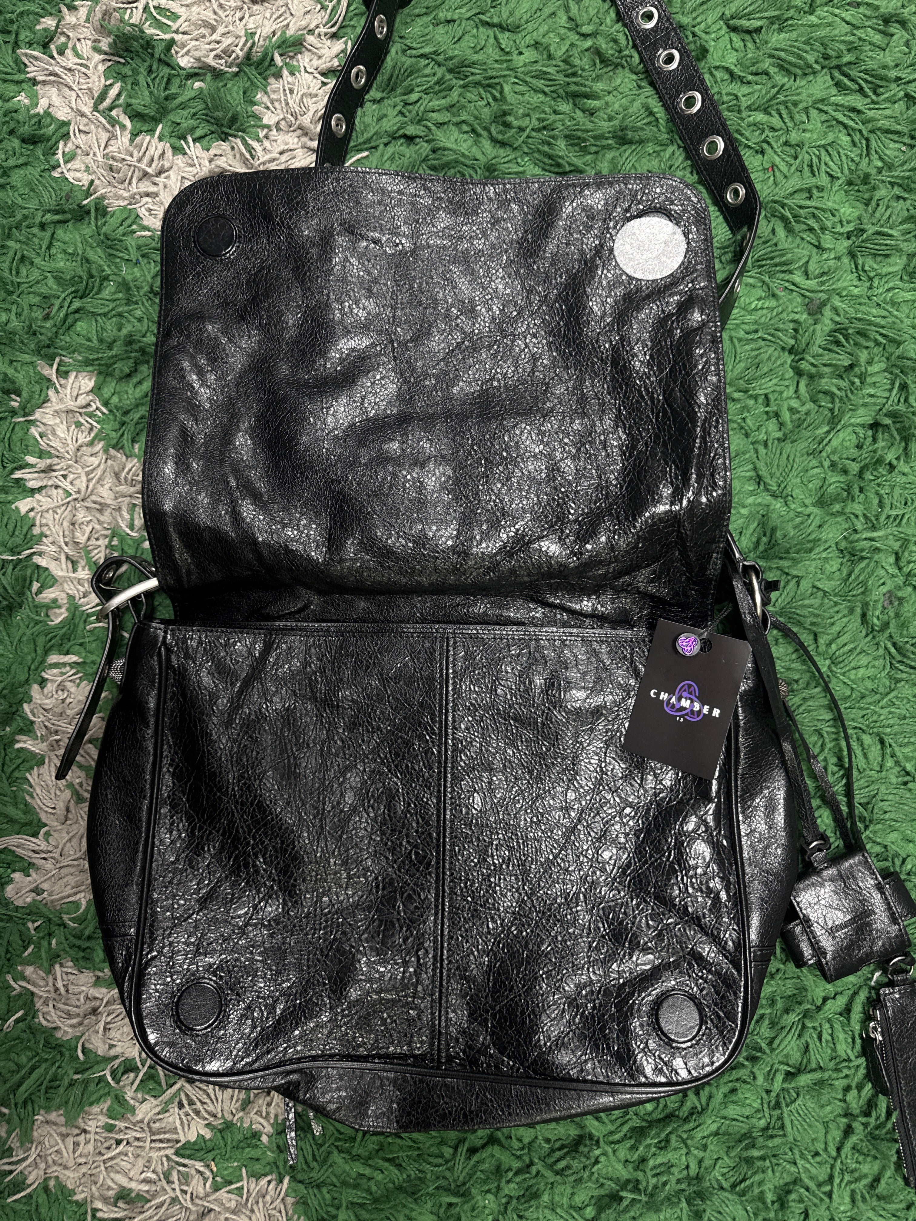 Balenciaga Black Studded City Messenger Bag