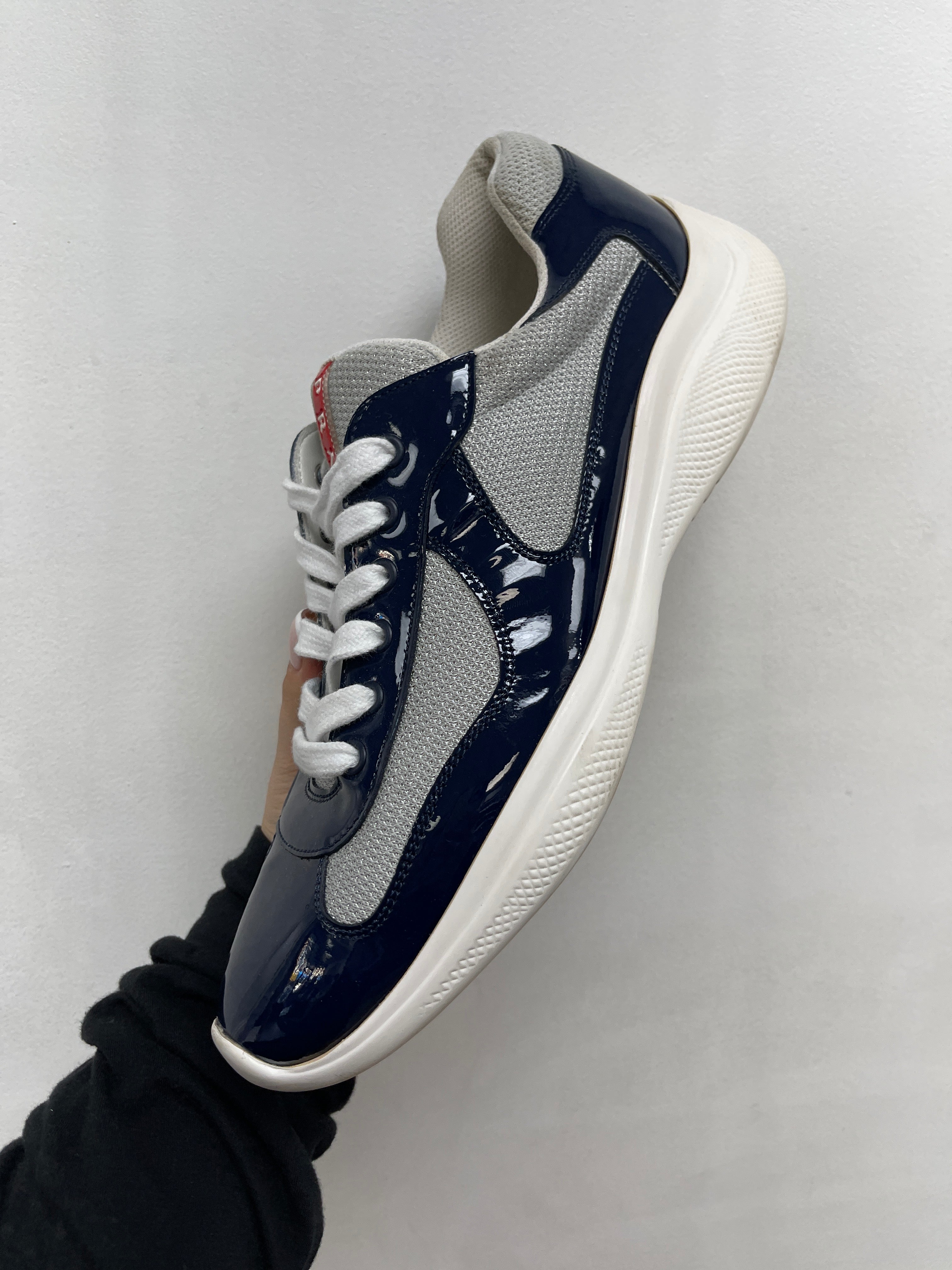 Prada Navy White Cup Sneakers