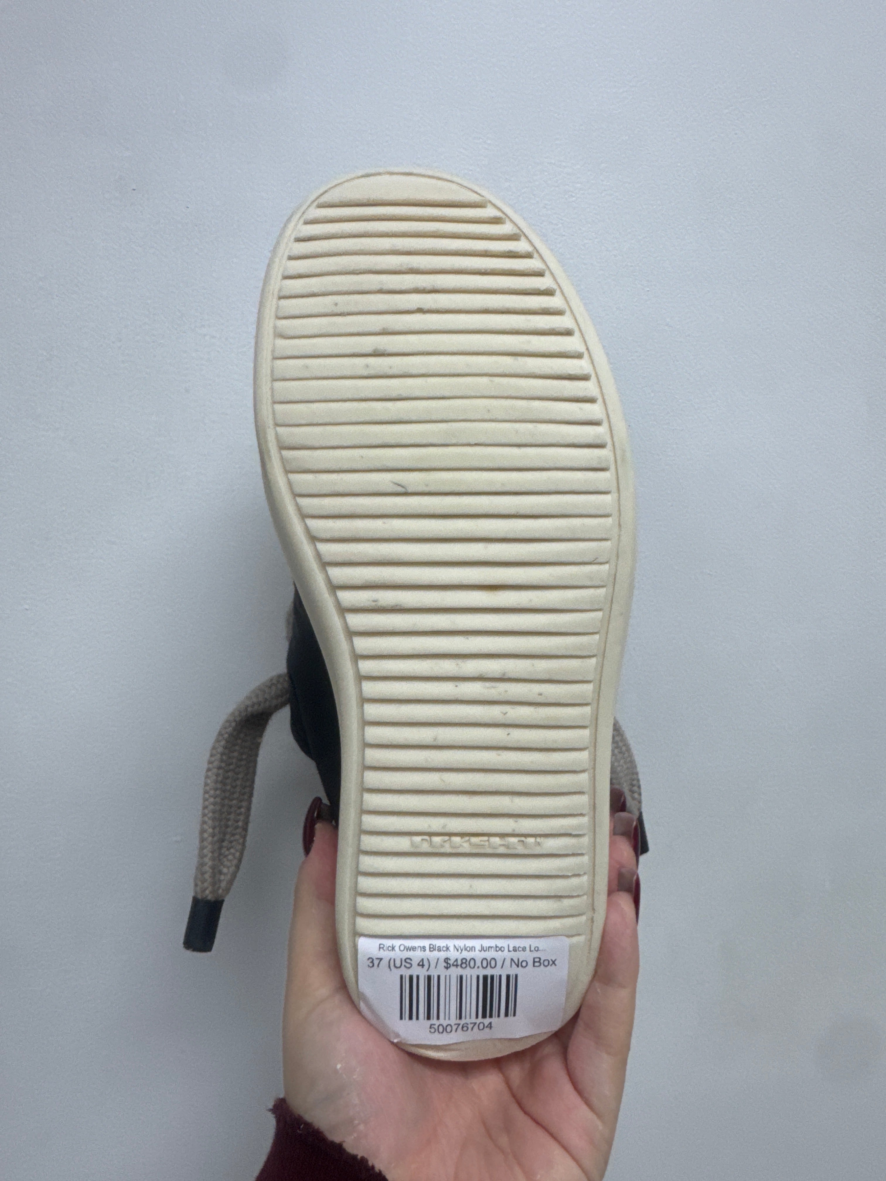 Rick Owens Black Nylon Jumbo Lace Low Sneakers