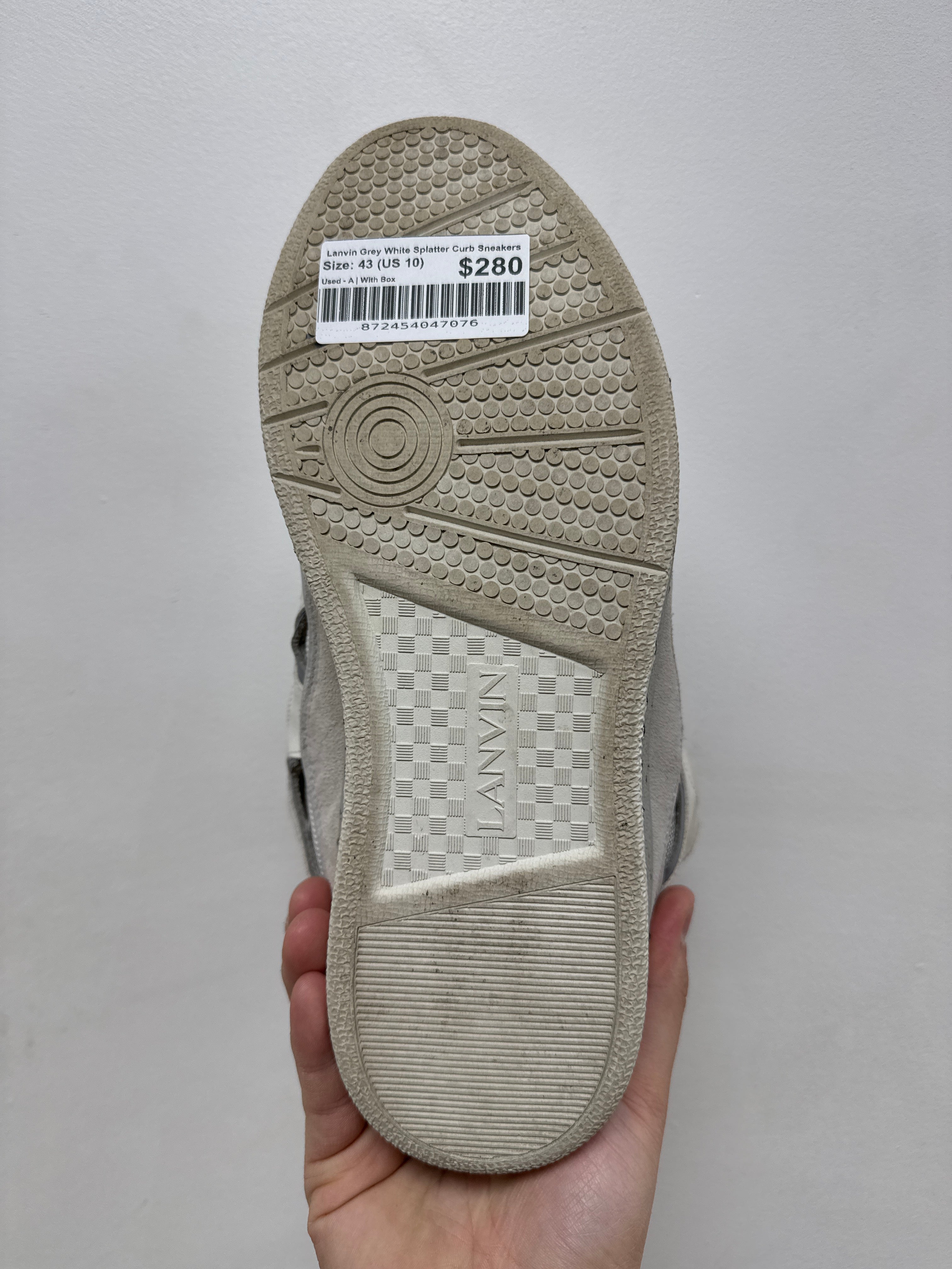 Lanvin Grey White Splatter Curb Sneakers