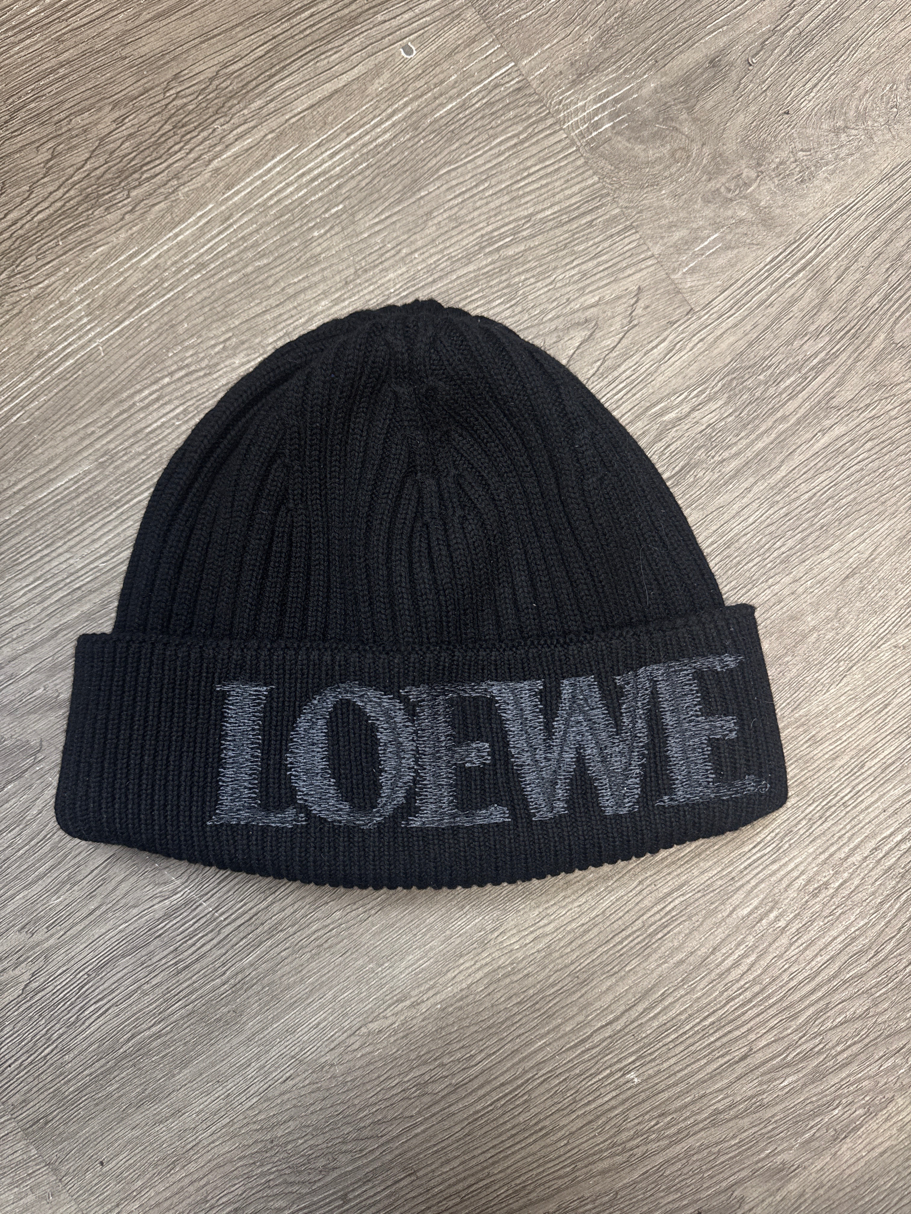 Loewe Black Grey Logo Beanie