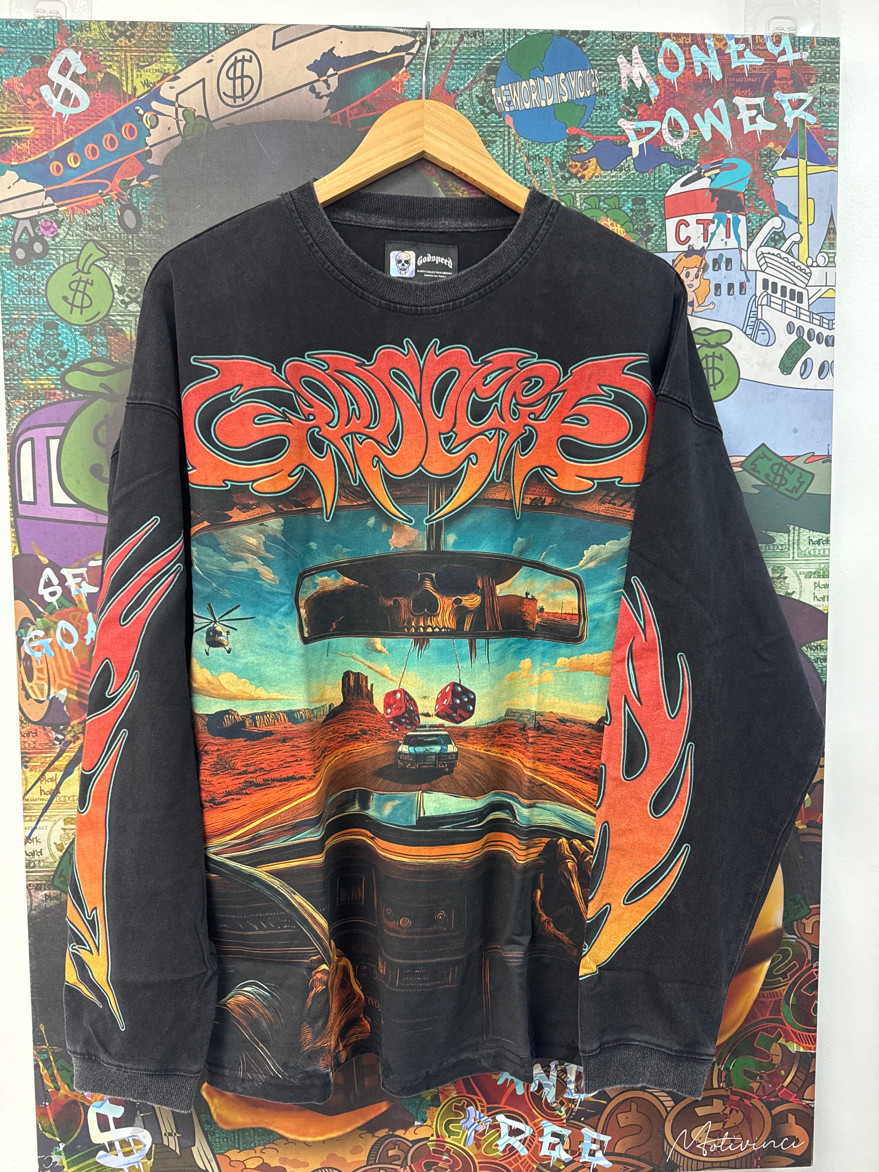 Godspeed 'On the Run' Black Wash LS Tee