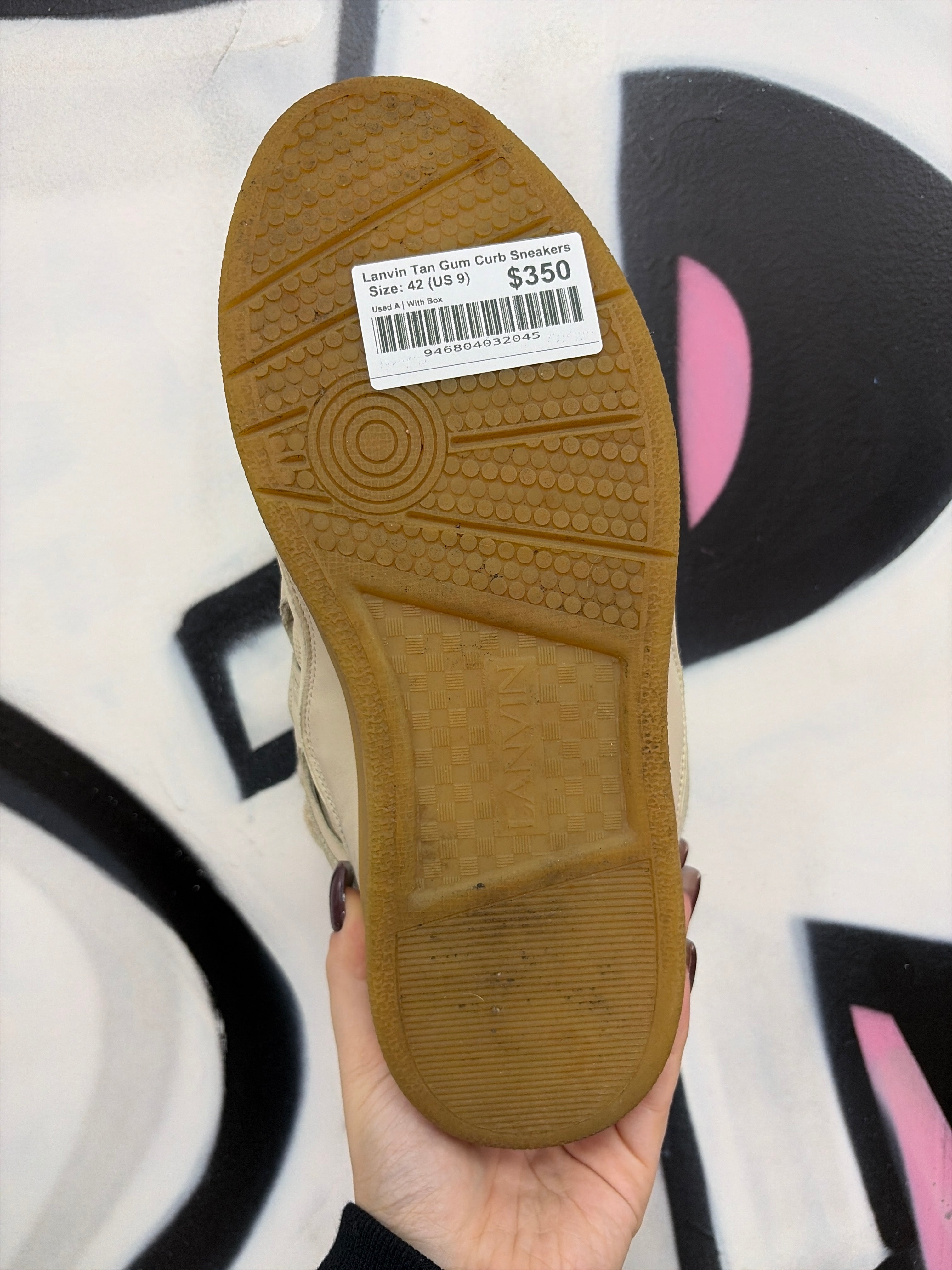 Lanvin Tan Gum Curb Sneakers