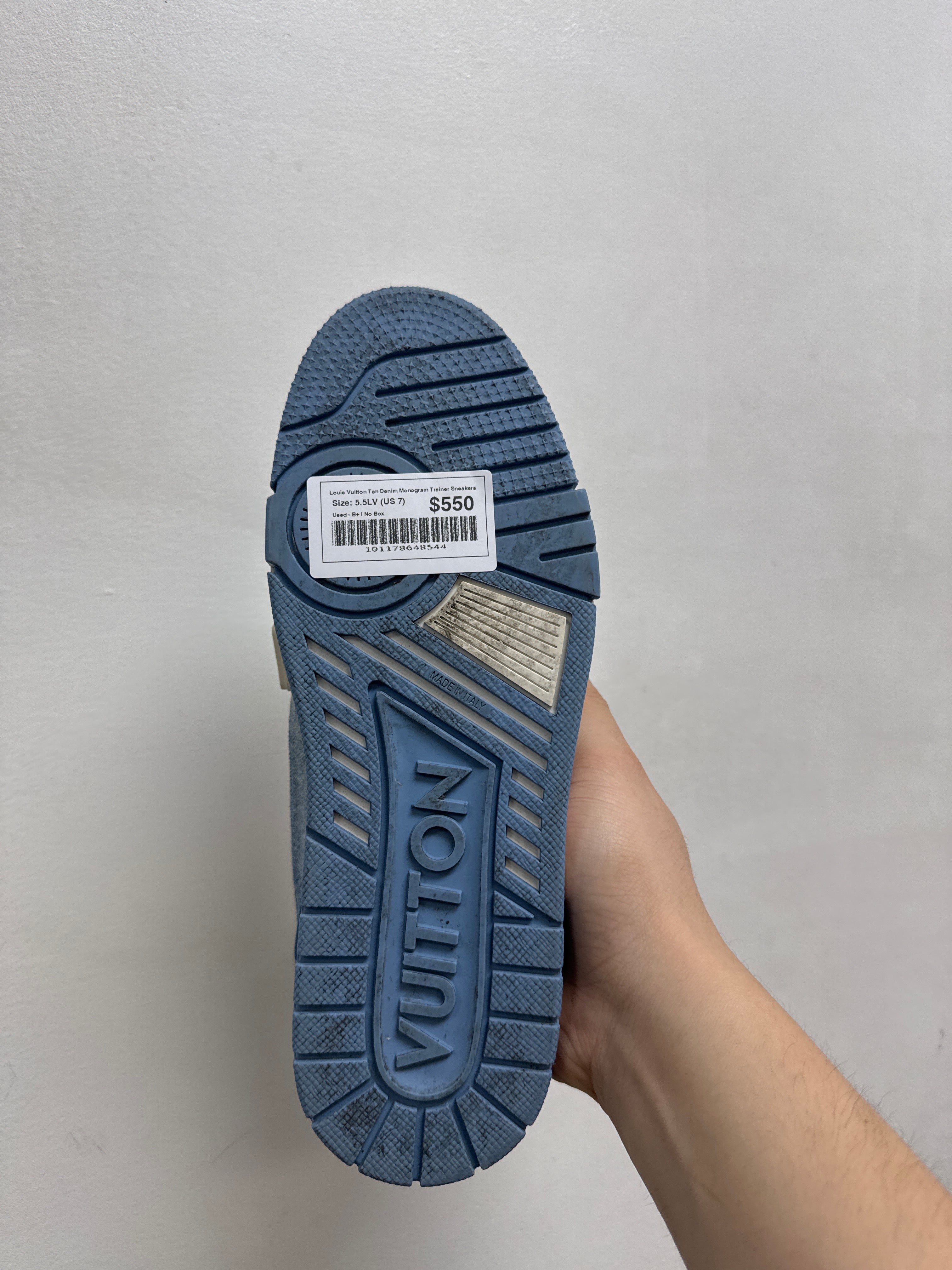 Louis Vuitton Tan Denim Monogram Trainer Sneakers